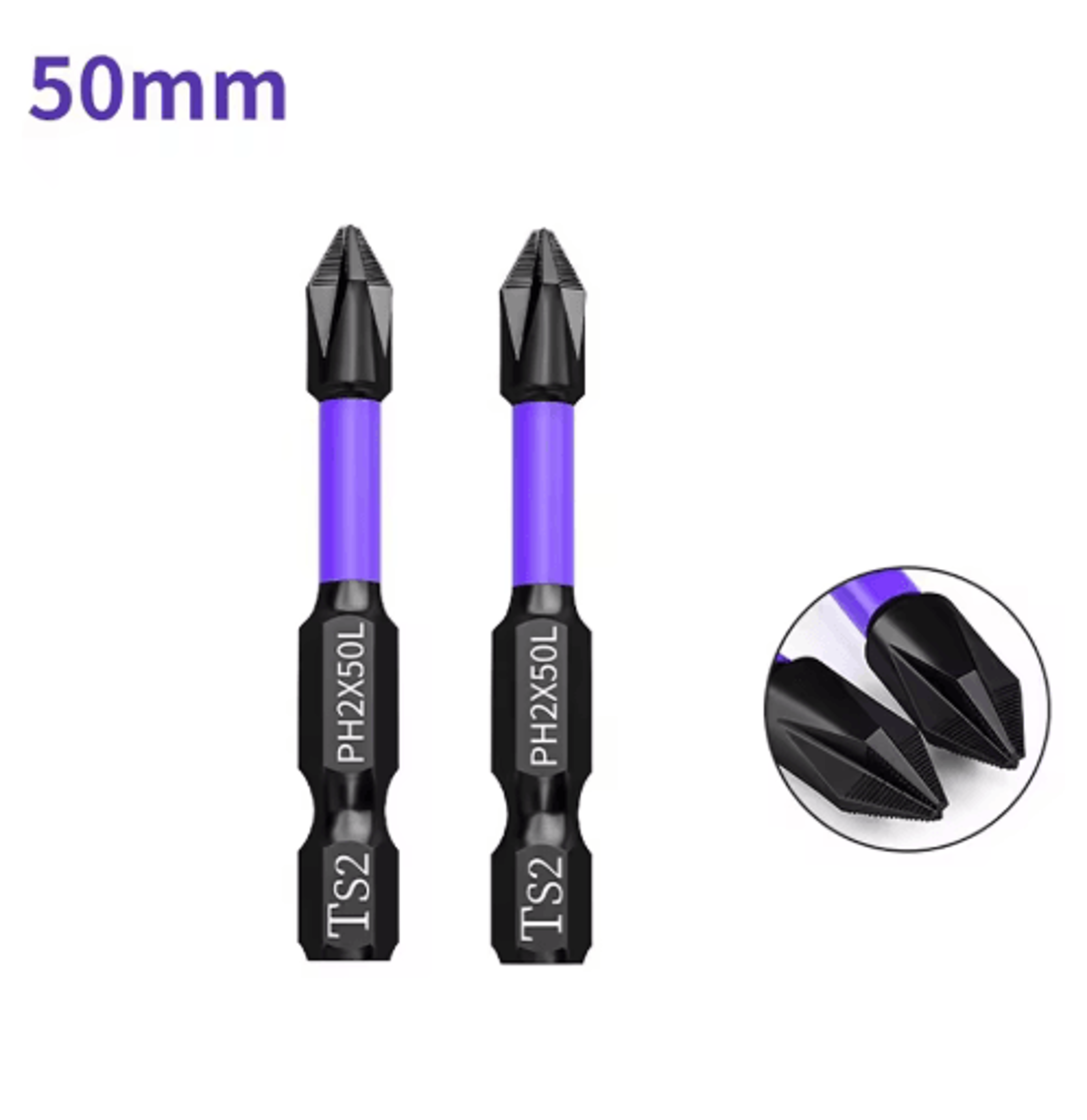 2PCS PH2 Magnetic Screwdriver Bit Set  NonSlip Phillips Drill Bits 25150mm 3