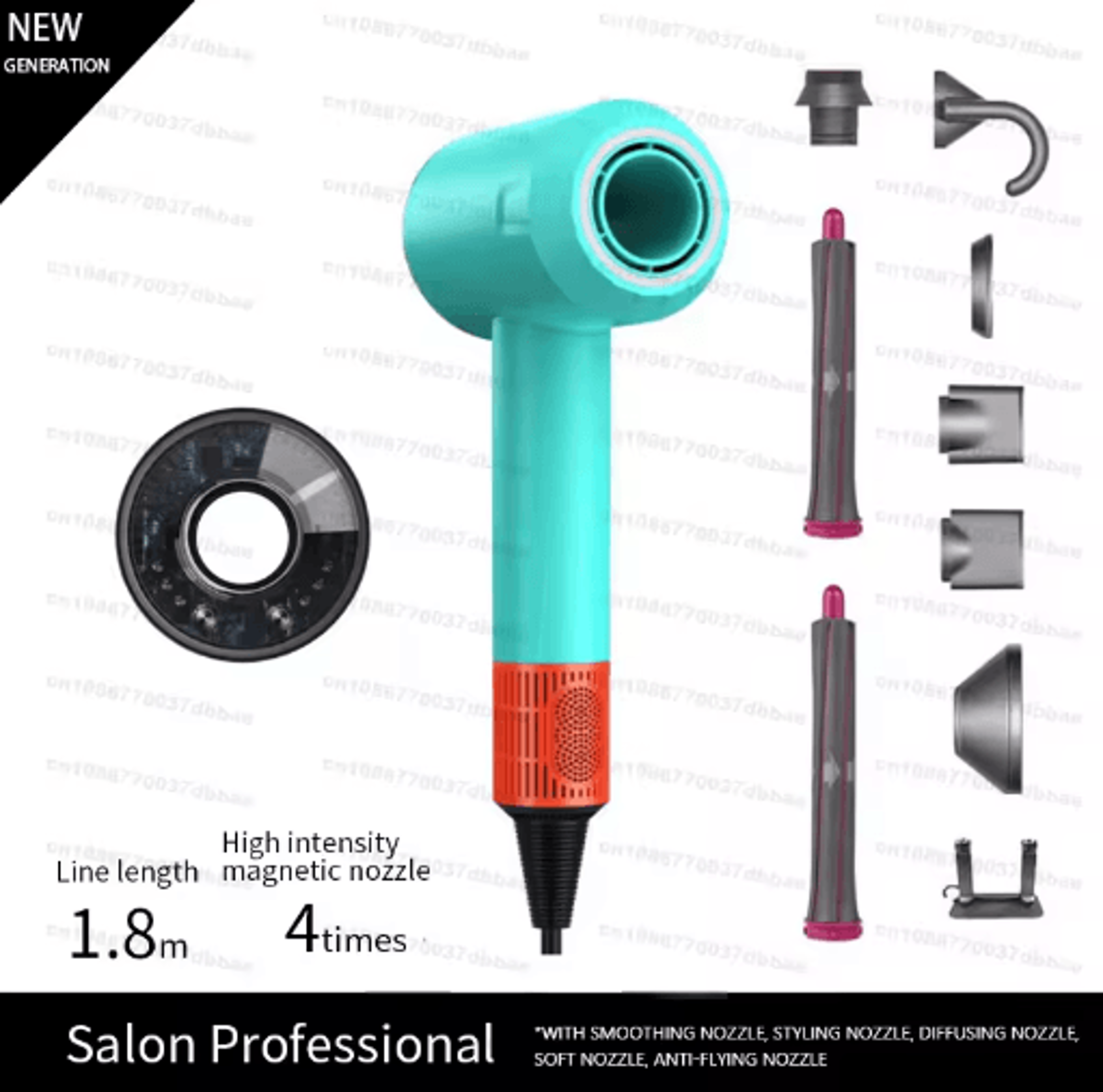Professional HighSpeed Ionic Hair Dryer  FastDrying Negative Ion Blow Dryer With Quiet Powerful Air 8