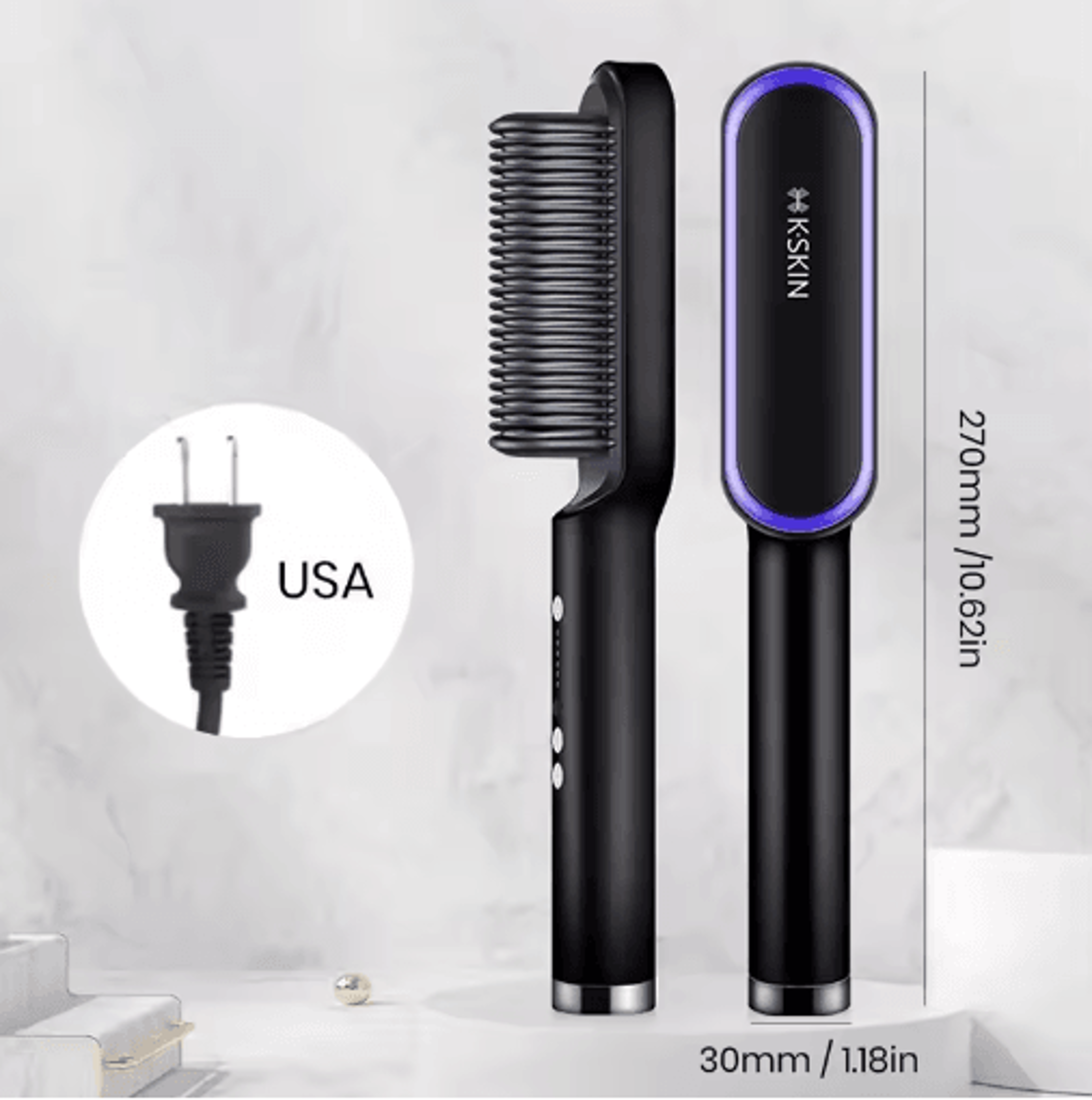 KSKIN 2in1 Hair Straightening Brush  Professional Heated Hair Comb  Flat Iron 1