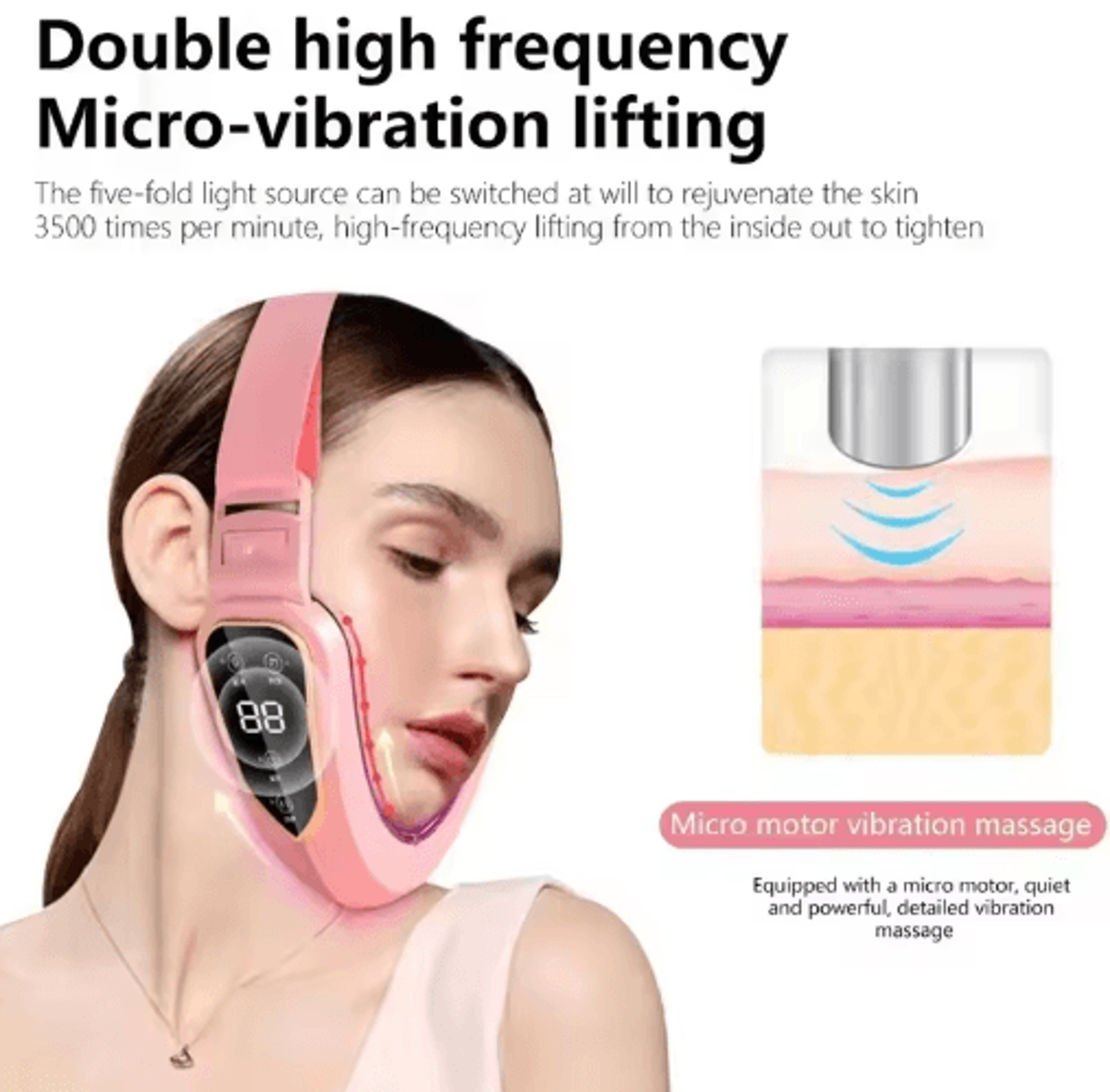LED Photon V Face Massager  Heated Facial Lifting  Vibration Beauty Device 7