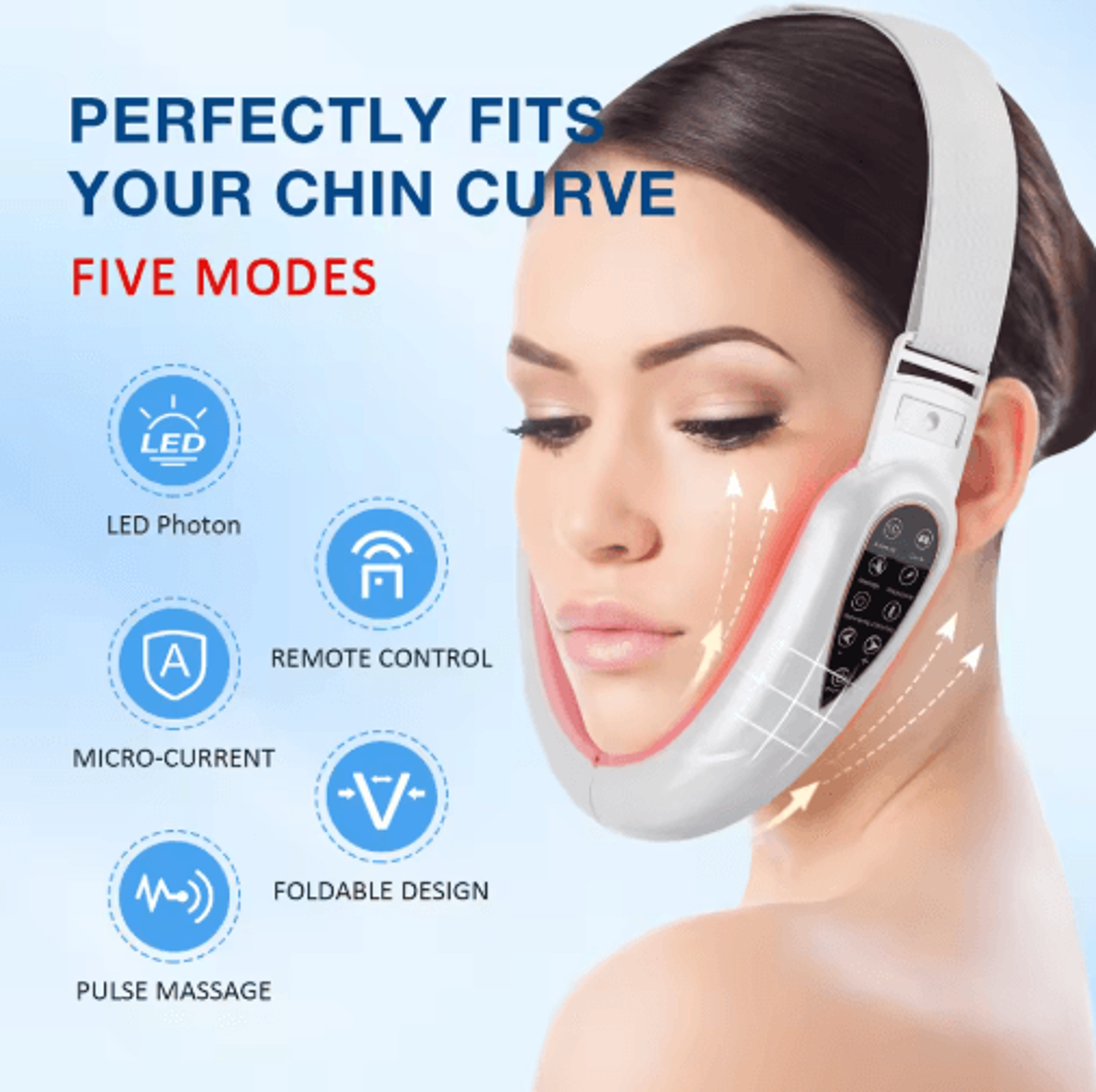 LED V Face Lifting Massager  Facial Vibration Device For Jawline  Chin Care 6