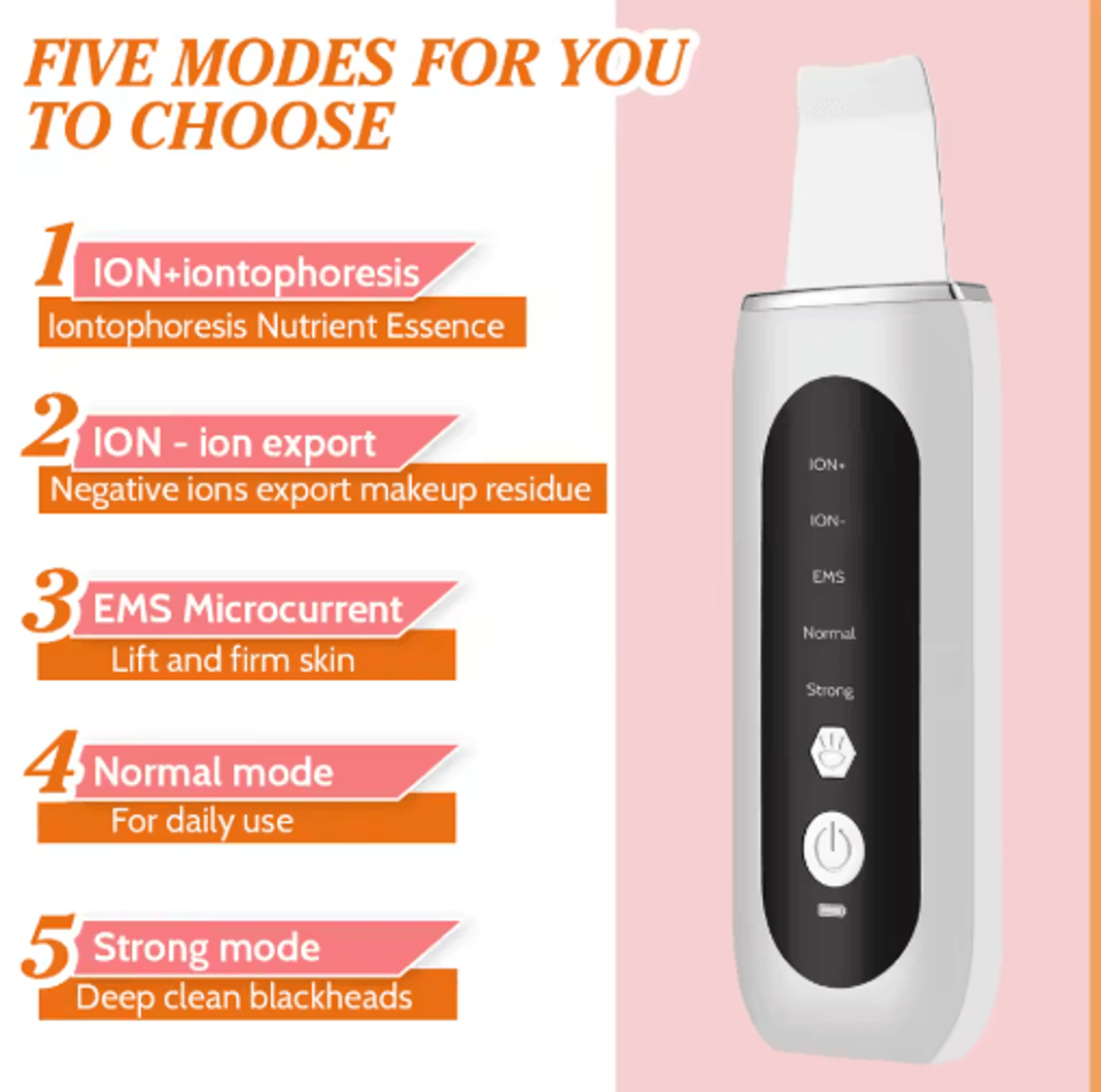 Ultrasonic Skin Scrubber  Deep Cleansing Blackhead Remover  Facial Pore Cleaner 3