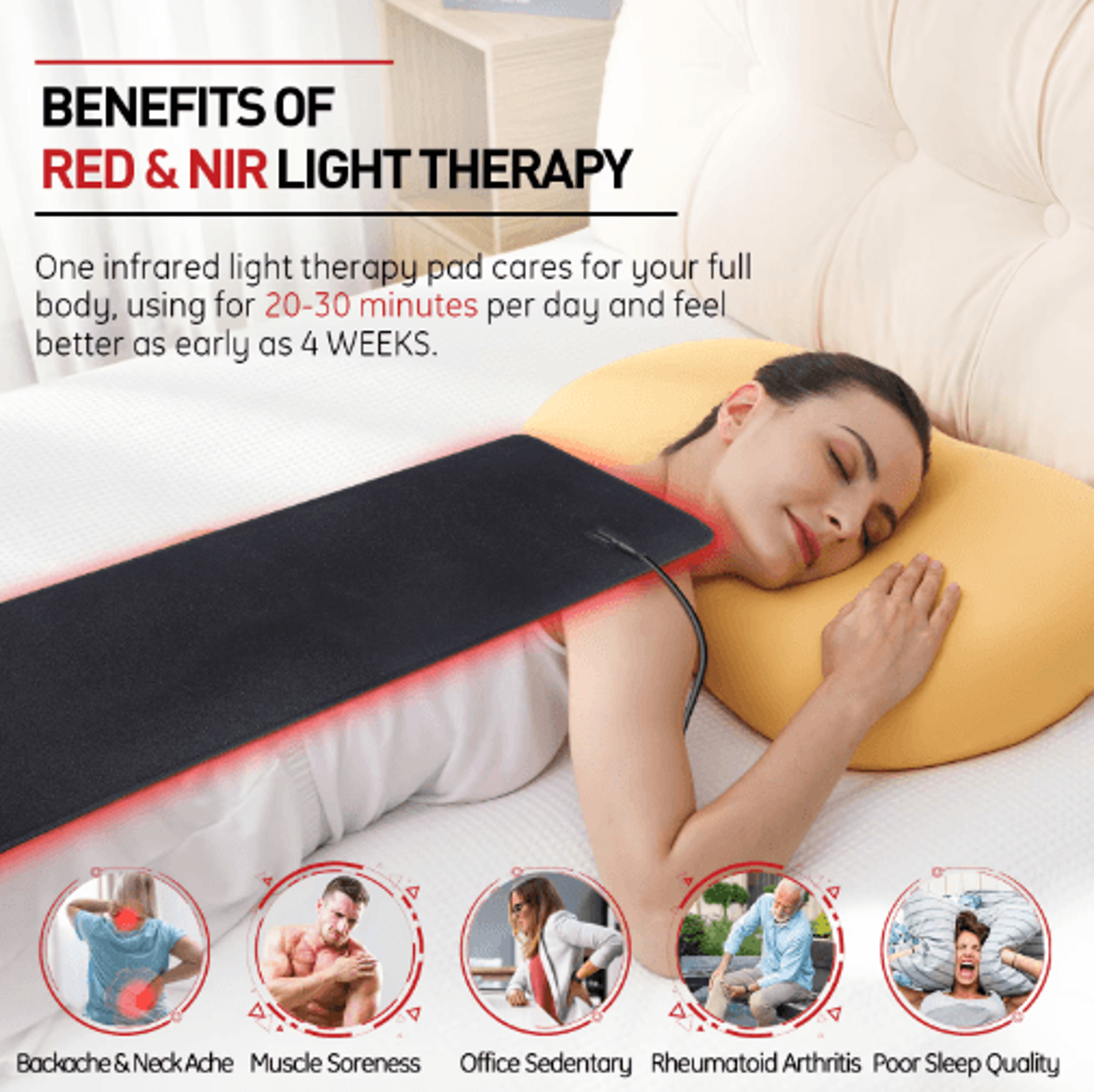 Red Light Therapy Heating Pad  Infrared LED Heating Cushion For Comfortable Body Care 5