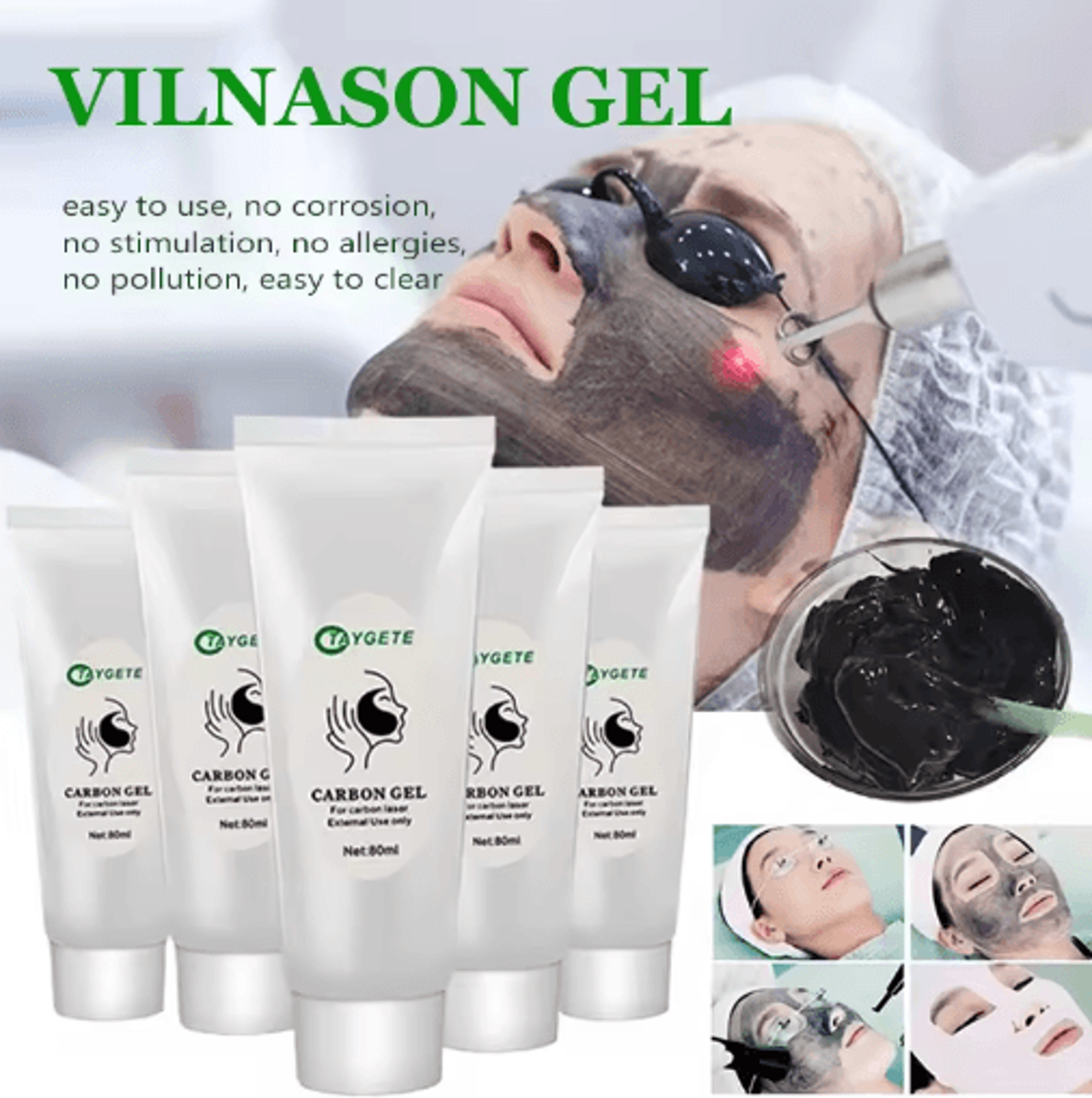 carbon gel mask for nd yag laser – professional facial carbon cream for deep cleansing