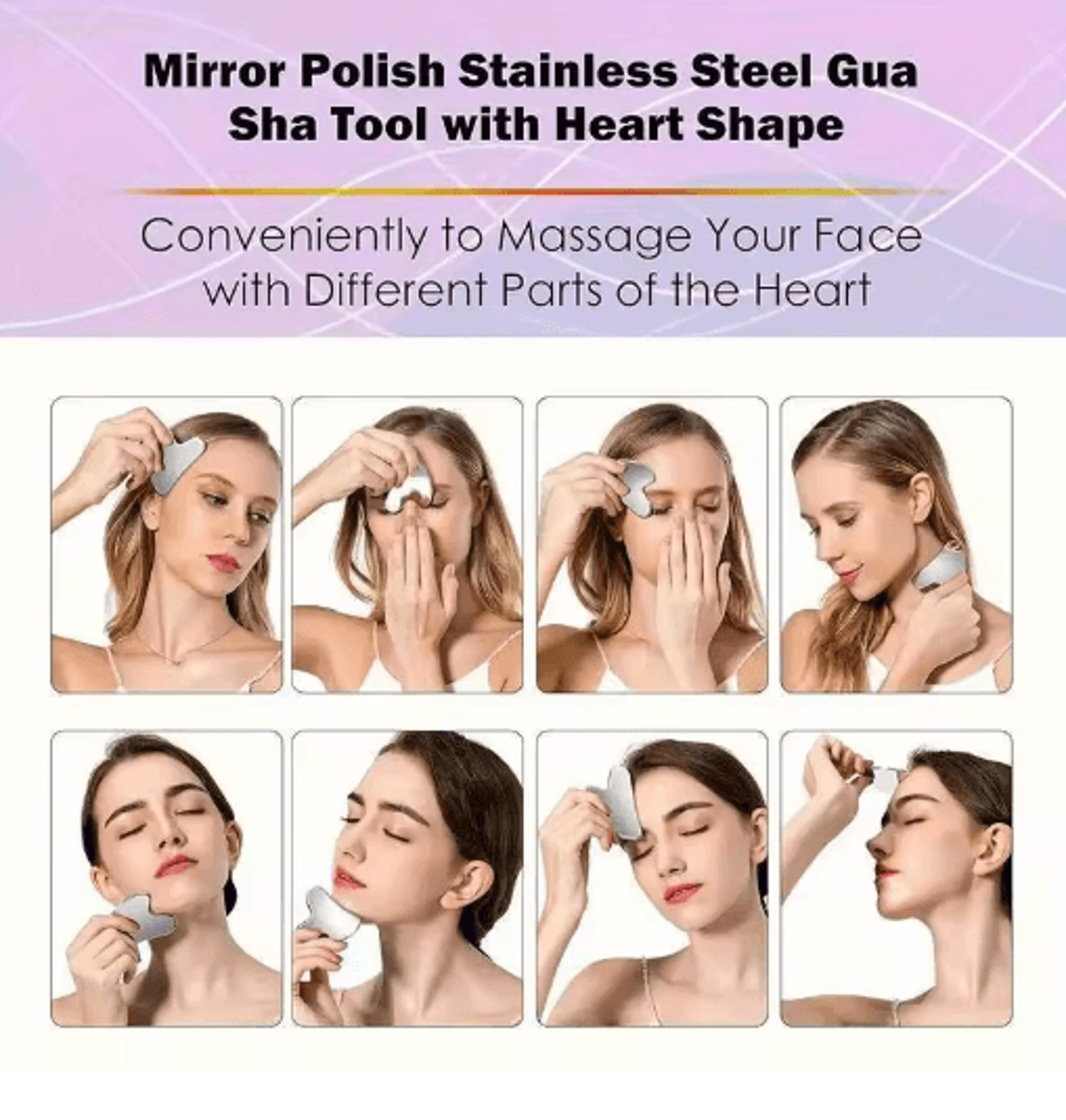 Stainless Steel Gua Sha Board  Cooling Facial Massage  Beauty Tool 7
