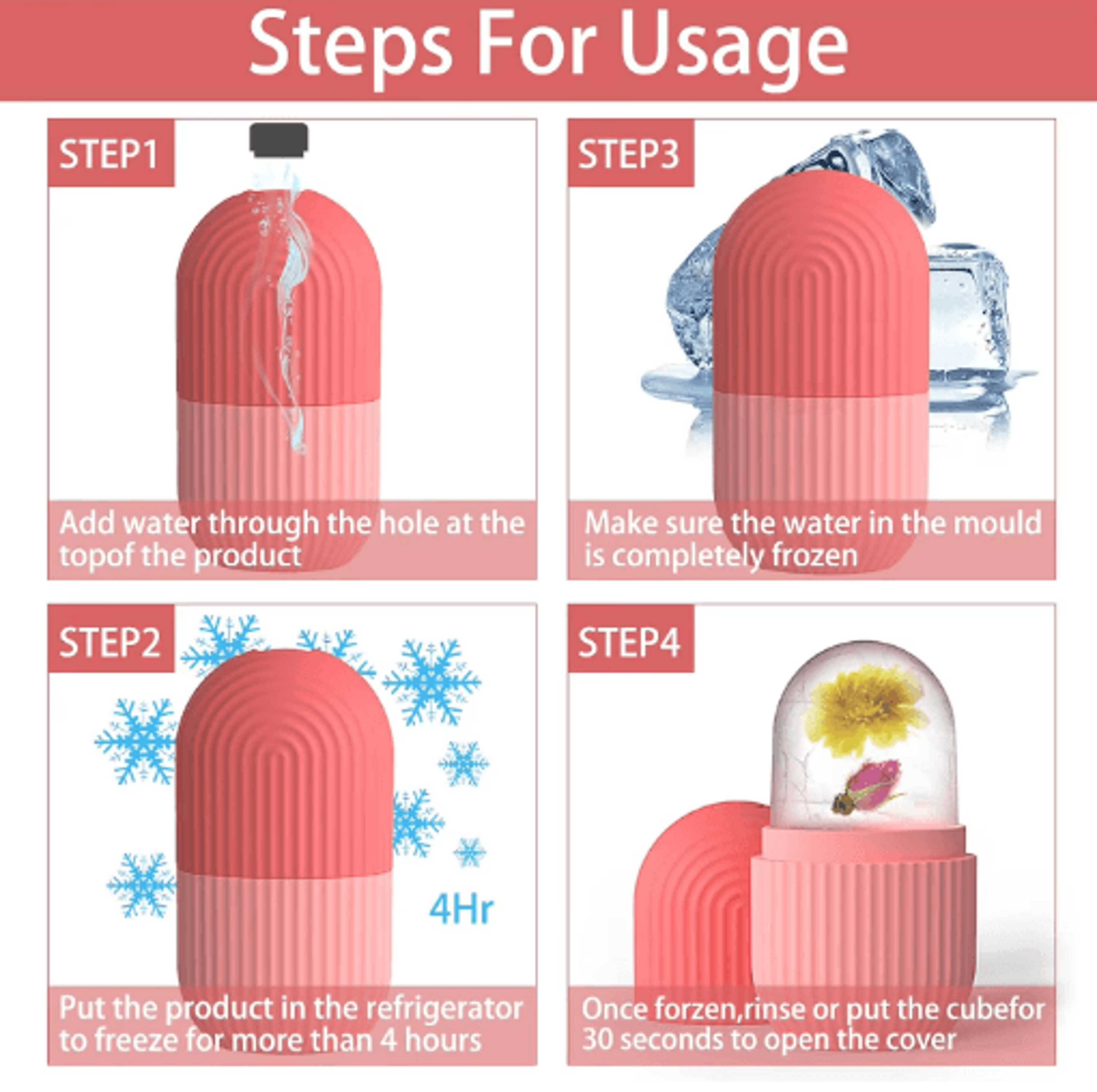 Silicone Ice Face Roller  Cooling Facial Massager  Ice Cube Beauty Tool 9