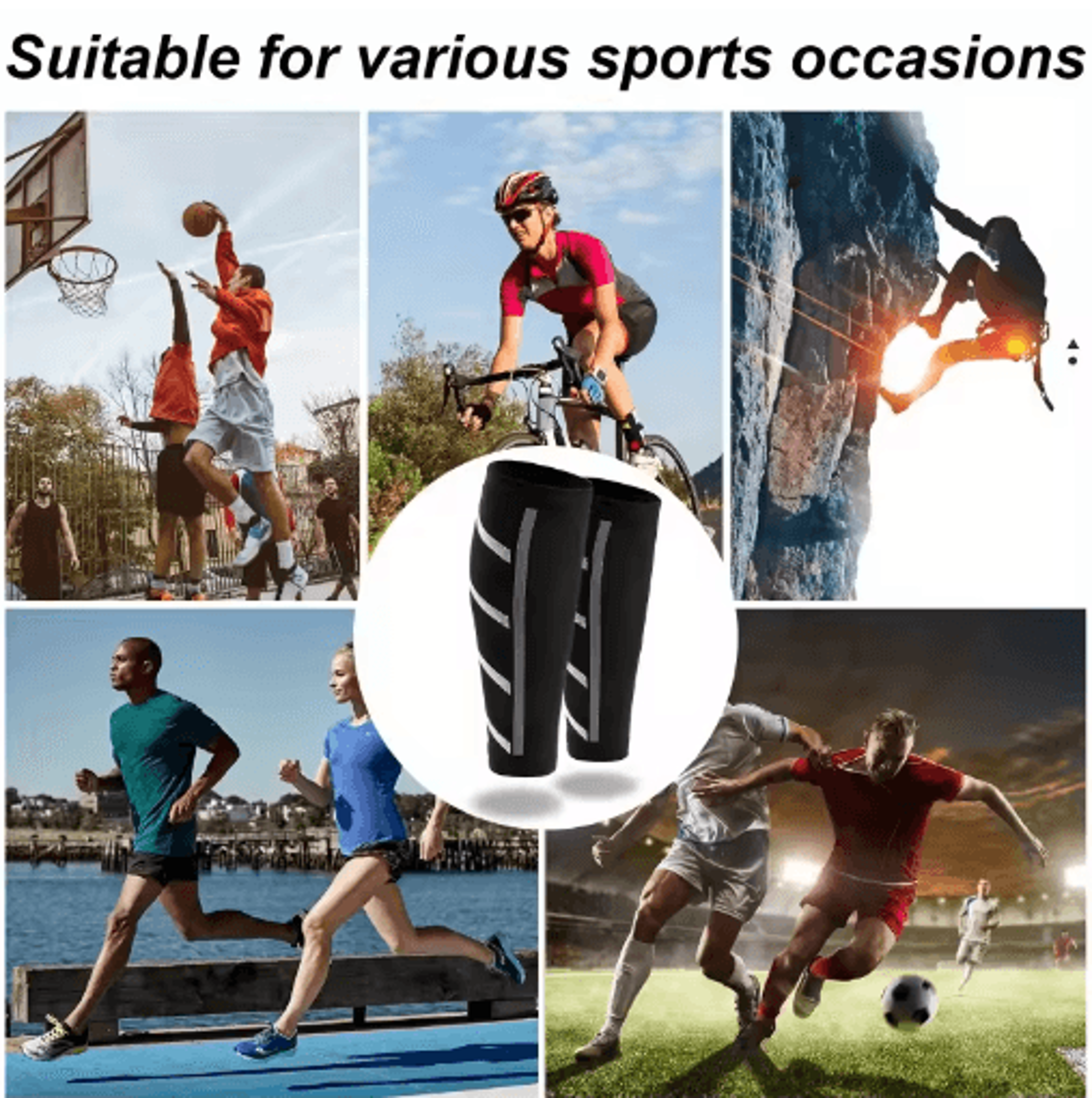 1 Pair Compression Calf Sleeves  Breathable UV Protection Leg Sleeves For Sports 2
