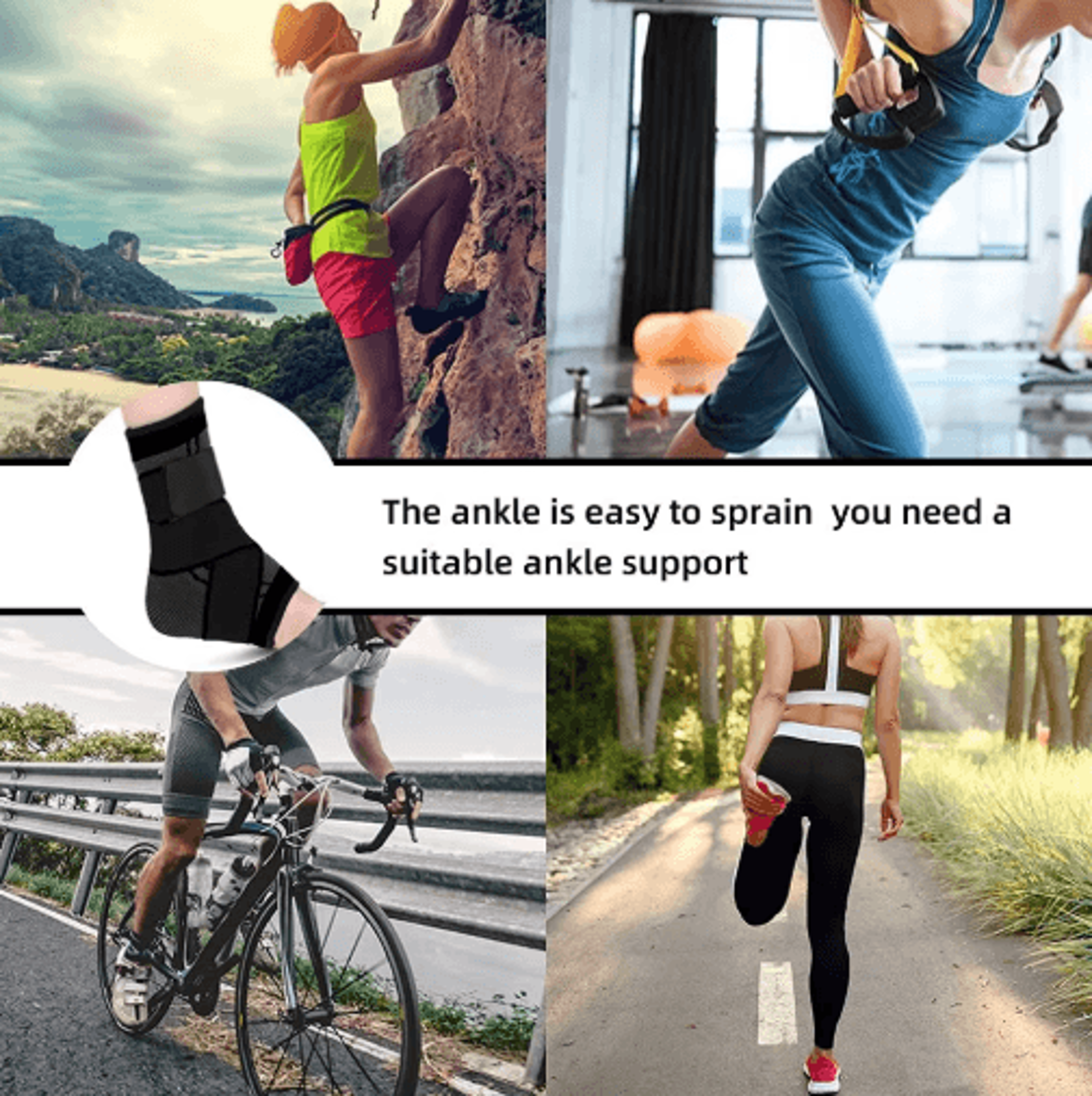 Adjustable Ankle Brace Compression Sleeve  Elastic Foot Stabilizer With Arch Support 4
