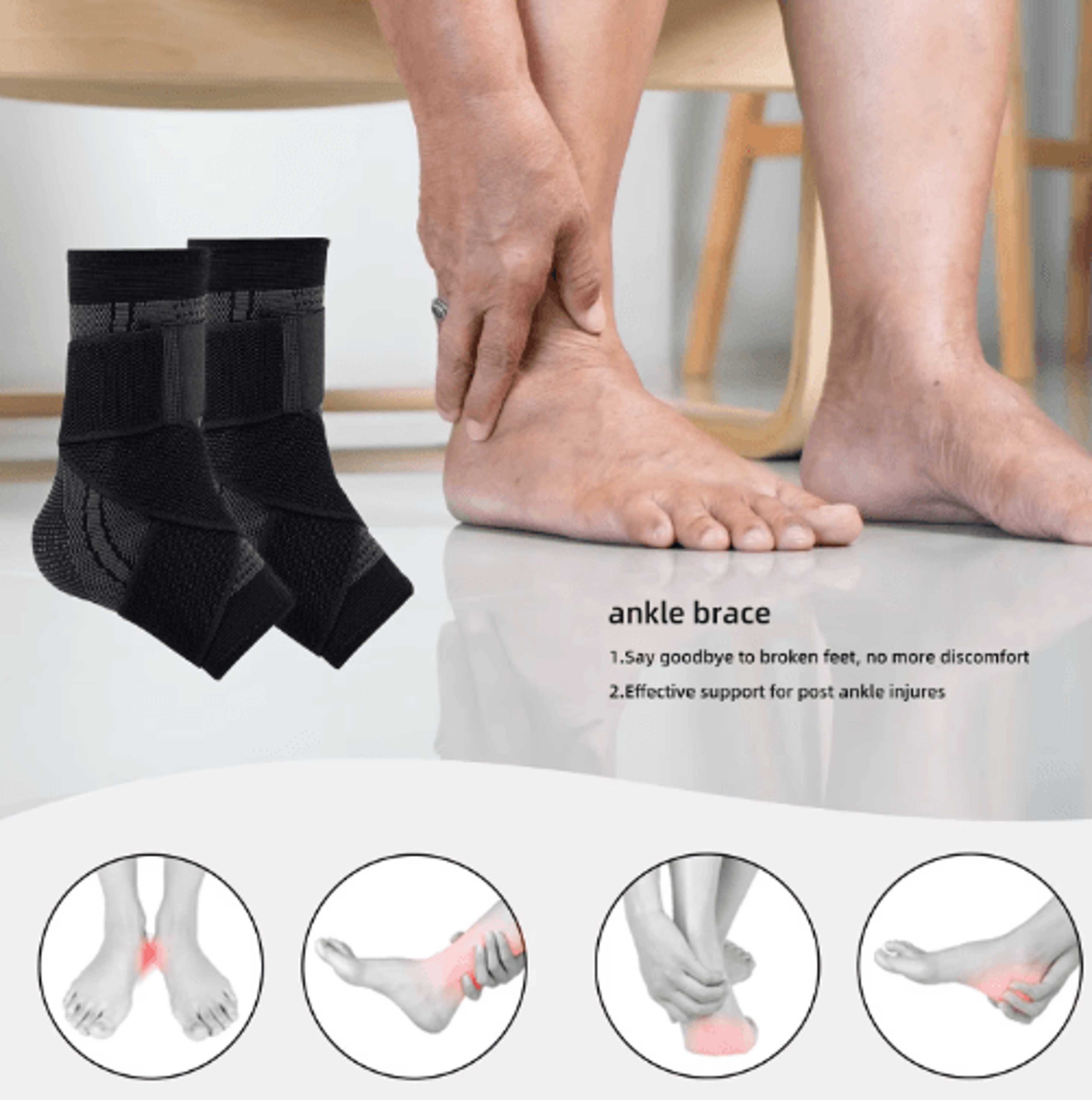 Adjustable Ankle Brace Compression Sleeve  Elastic Foot Stabilizer With Arch Support 7