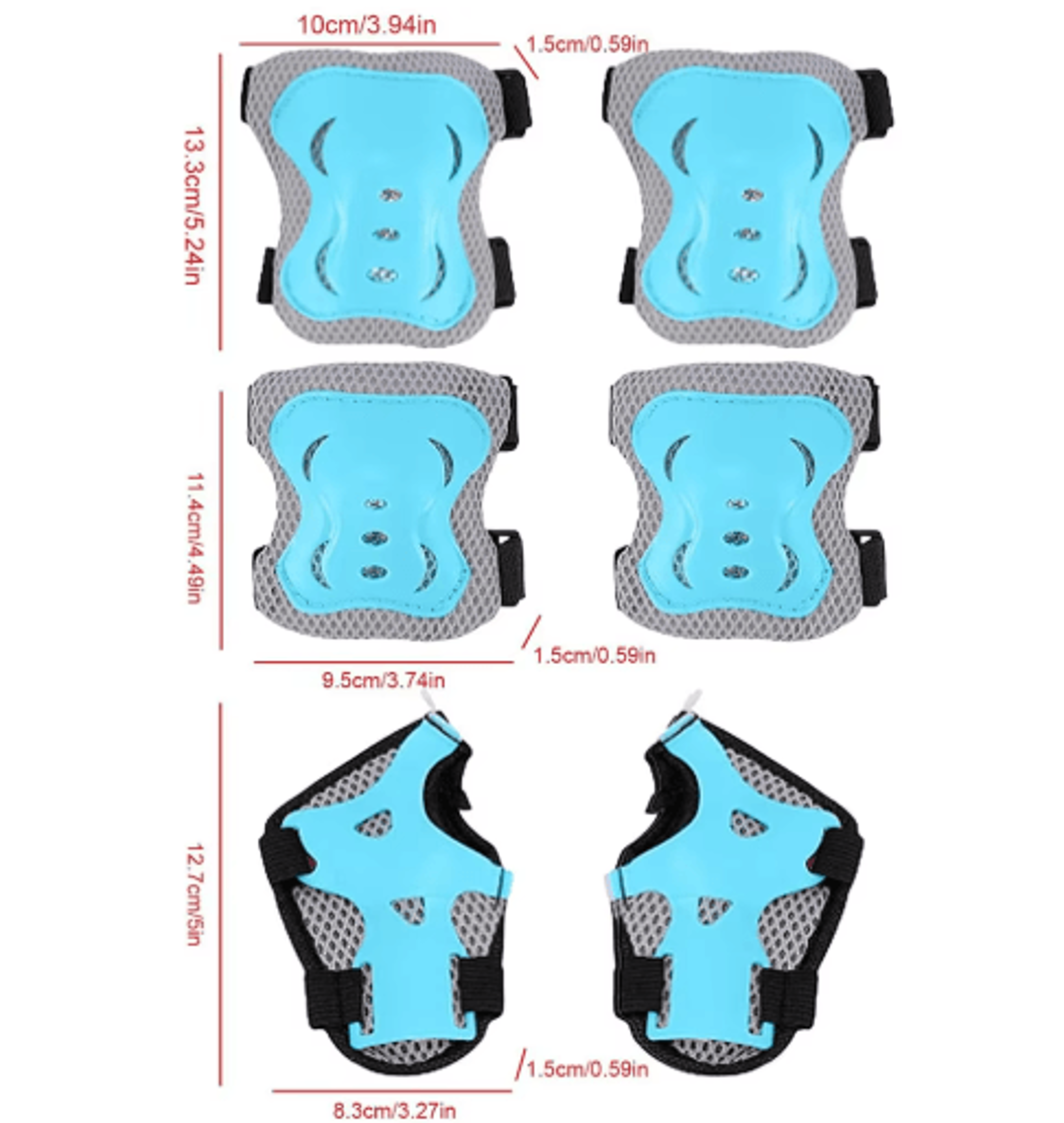 Kids 6in1 Protective Gear Set  Knee Pads Elbow Pads  Wrist Guards For Ages 37 14