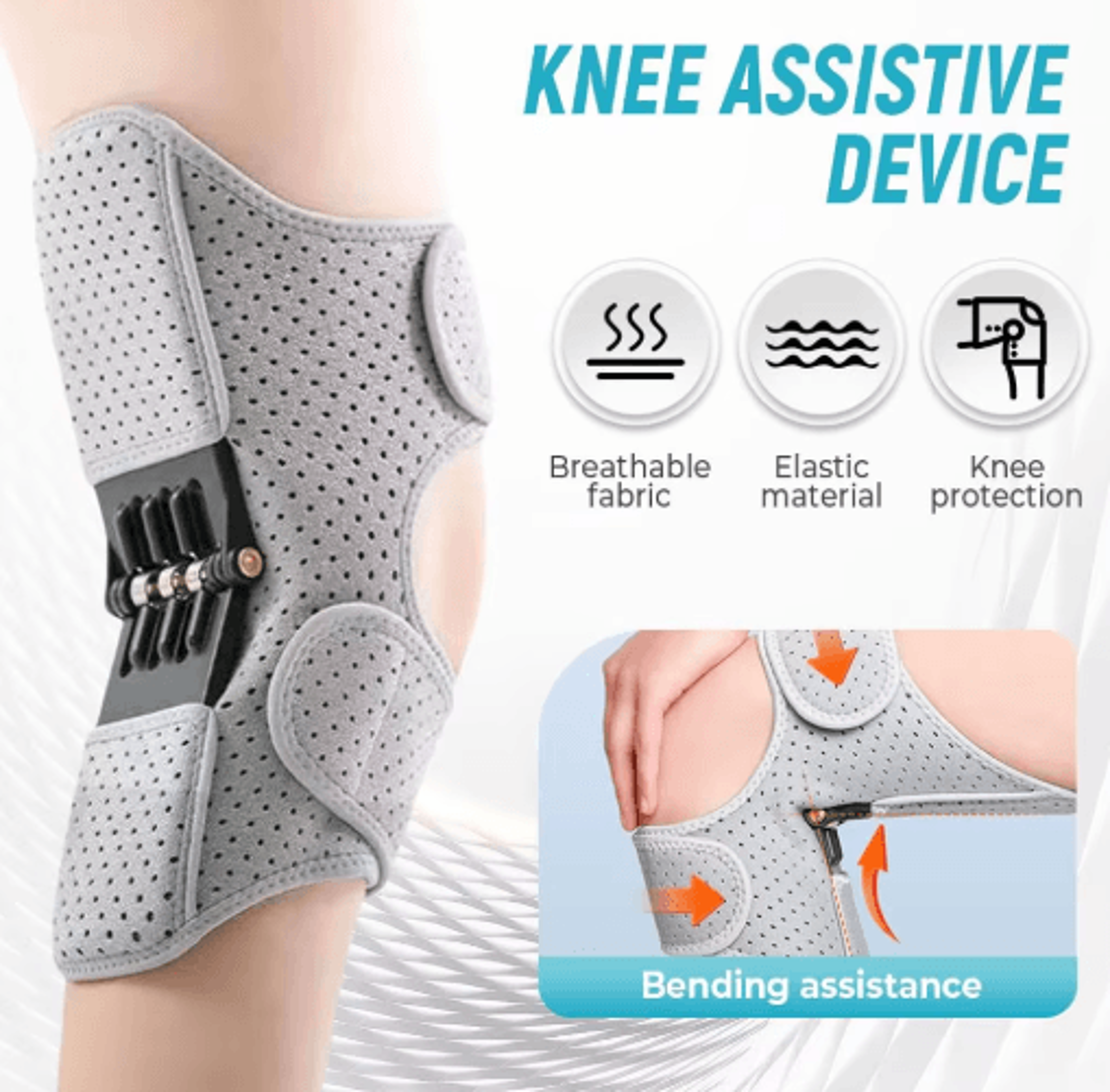 1PC Spring Knee Support Brace  Compression Knee Pad With Power Lift Assistance 0