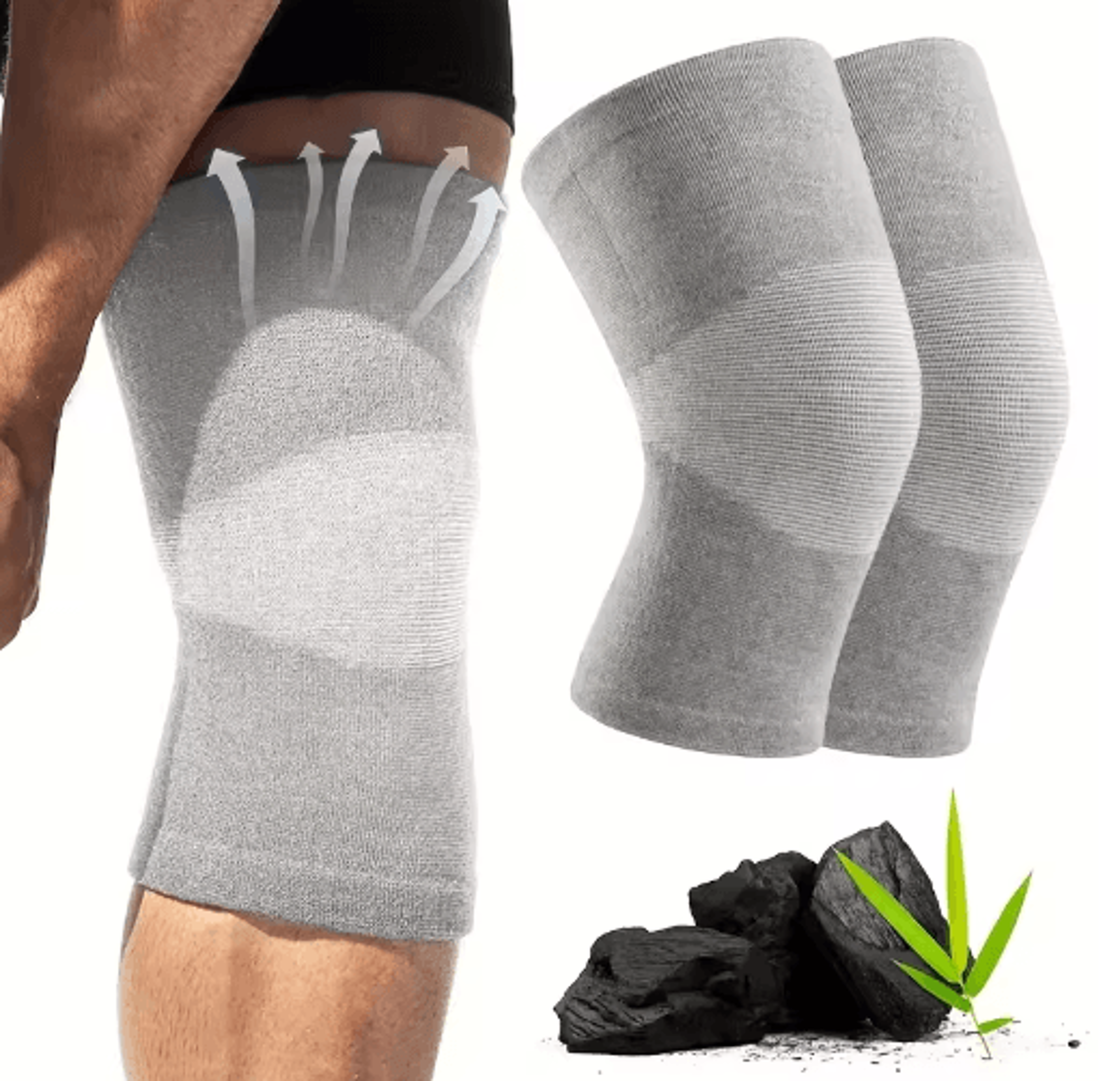 2Piece Elastic Knee Support Sleeves  Knitted Compression Knee Pads For Sports  Everyday Wear 0