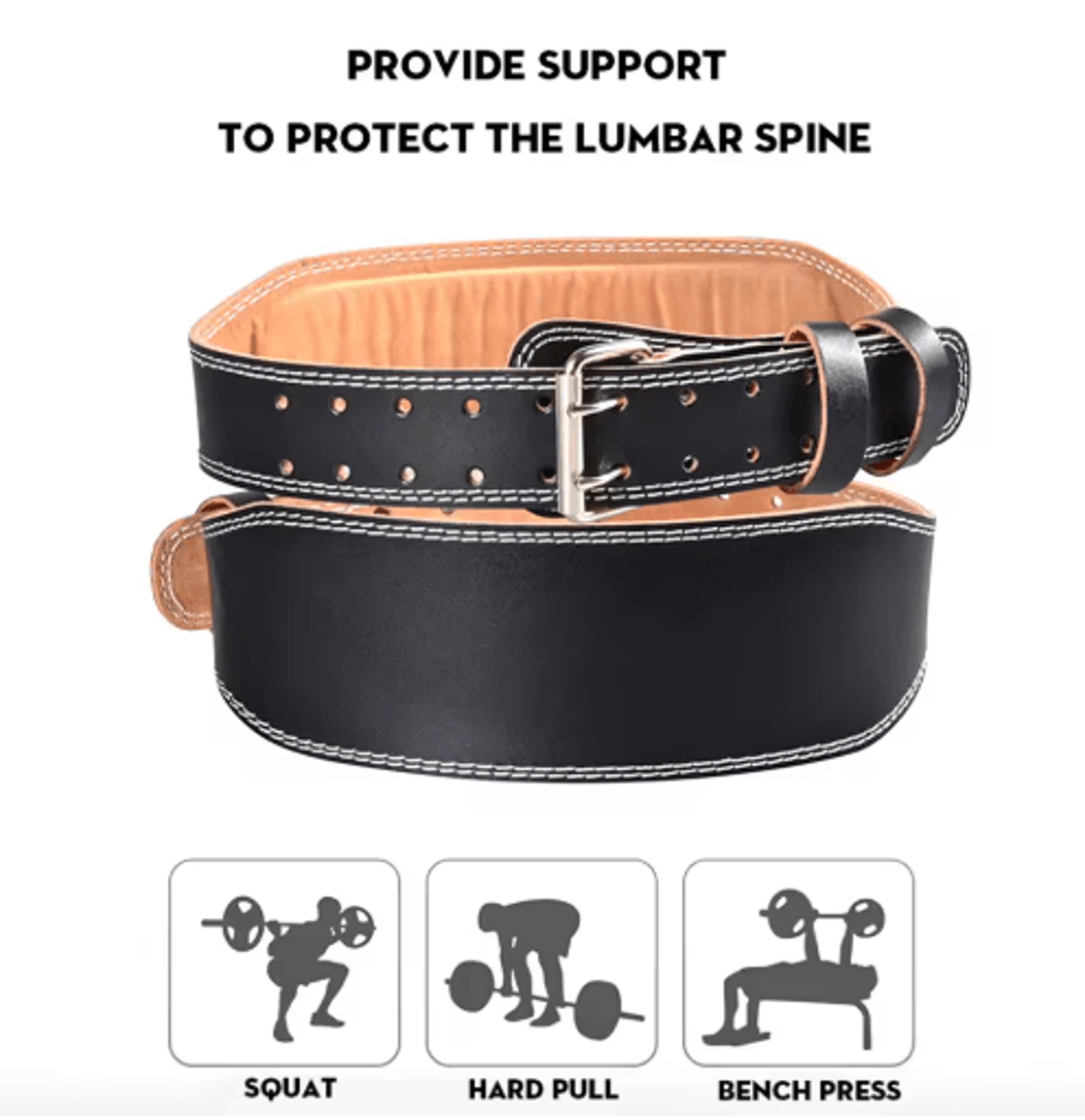 Adjustable Leather Weightlifting Belt  Wide Gym Support Belt For Strength Training 4