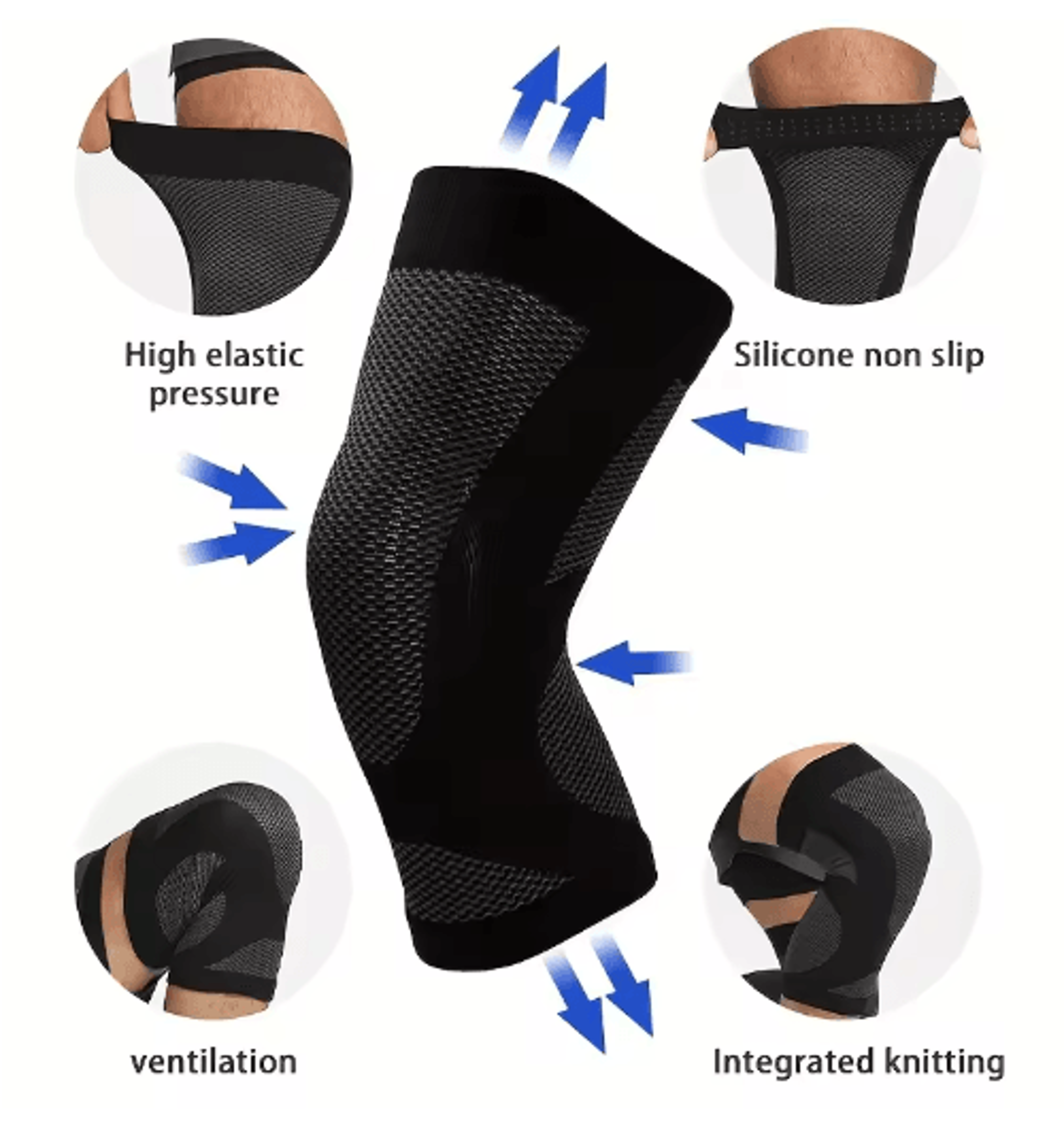 1 Pair UltraThin Knee Compression Sleeves  NonSlip Knee Support For Running Fitness  Outdoor Activi 8