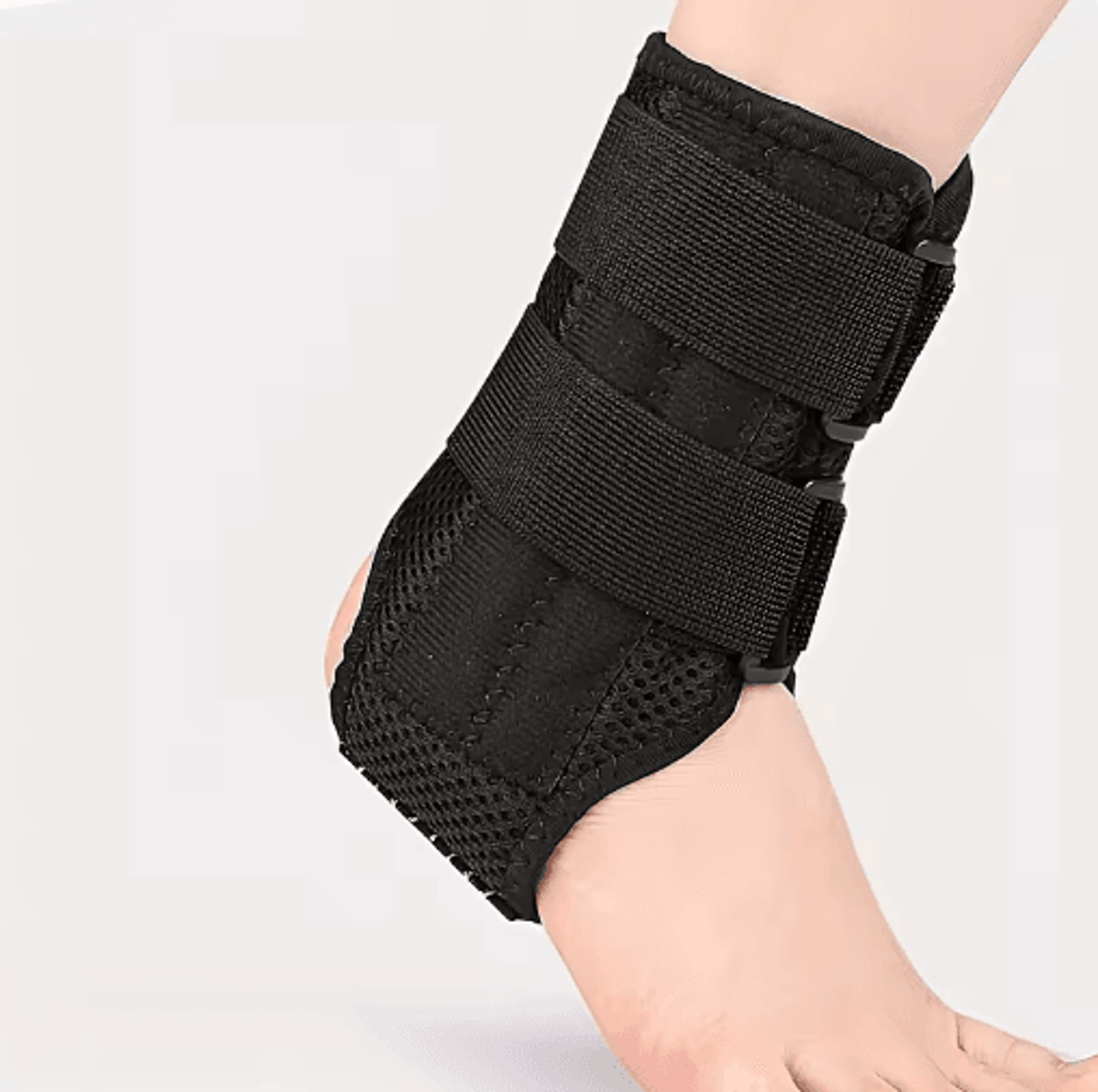 Spring Bar Adjustable Ankle Support Brace  Breathable Compression Sleeve With DualSide Stabilizers 5