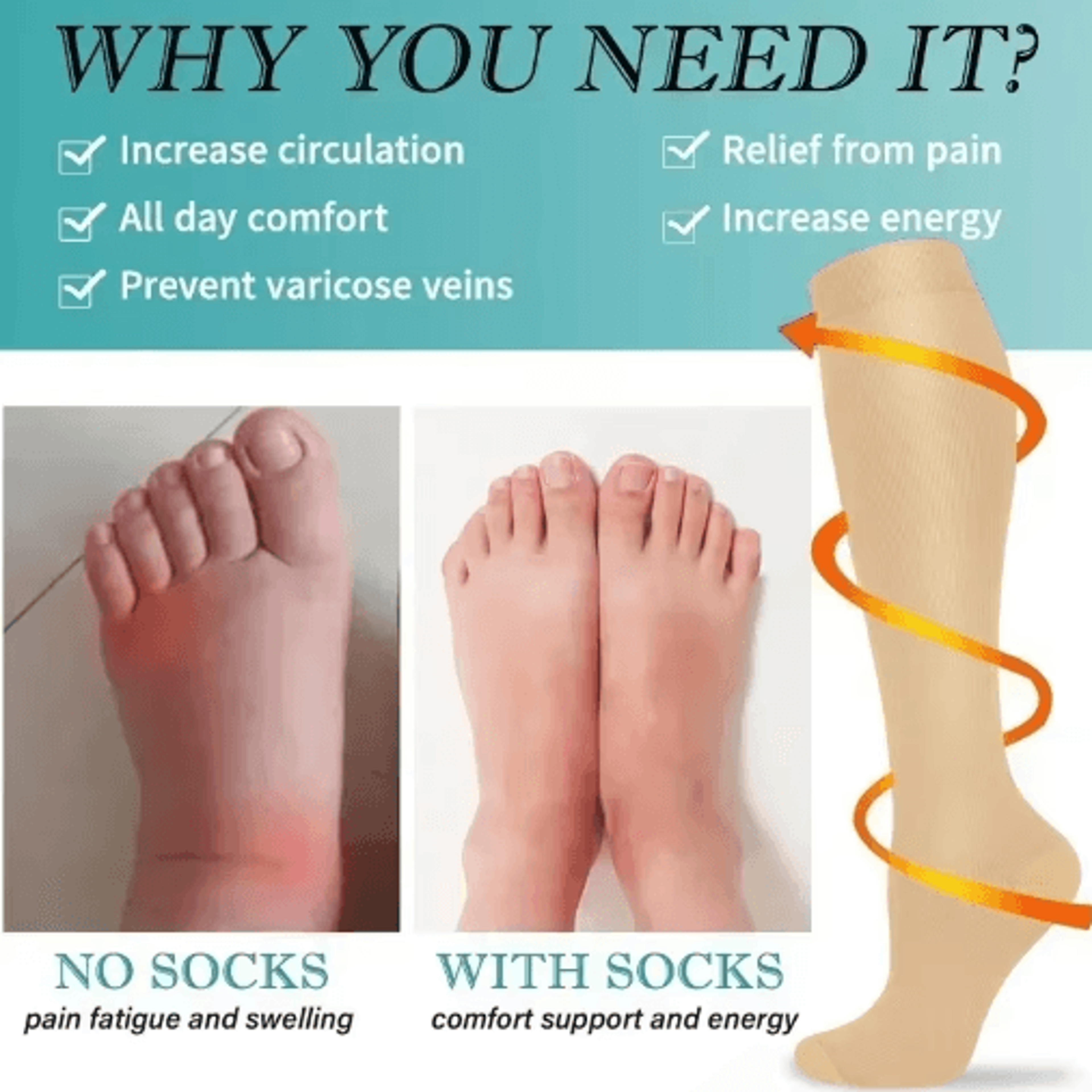 Graduated Compression Socks For Men  Women  Breathable KneeHigh Athletic Socks For Running Travel   9