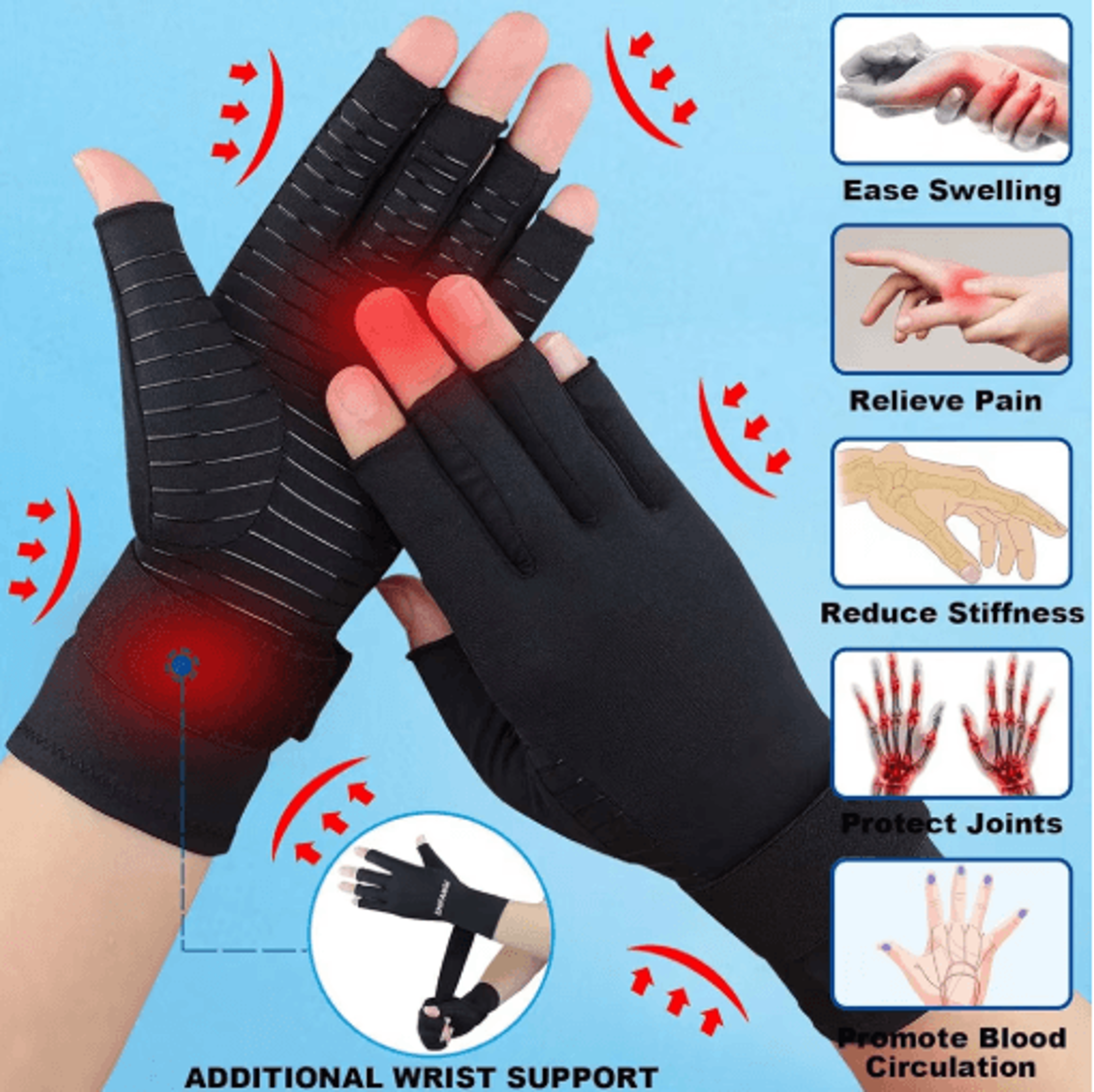 Compression Gloves Arthritis Gloves Wrist Support Gloves Carpal Tunnel Gloves Typing Gloves 3