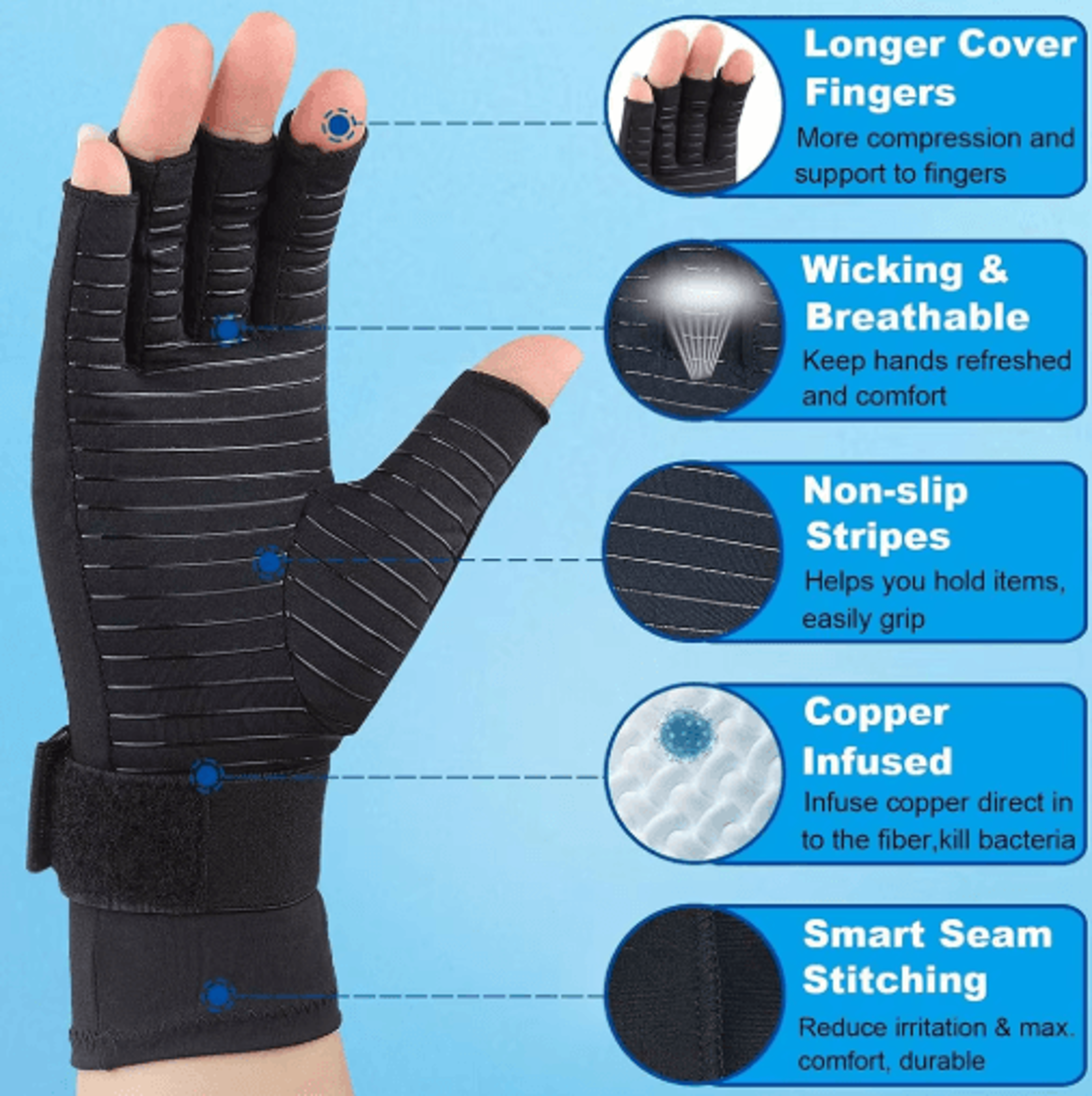 Compression Gloves Arthritis Gloves Wrist Support Gloves Carpal Tunnel Gloves Typing Gloves 4