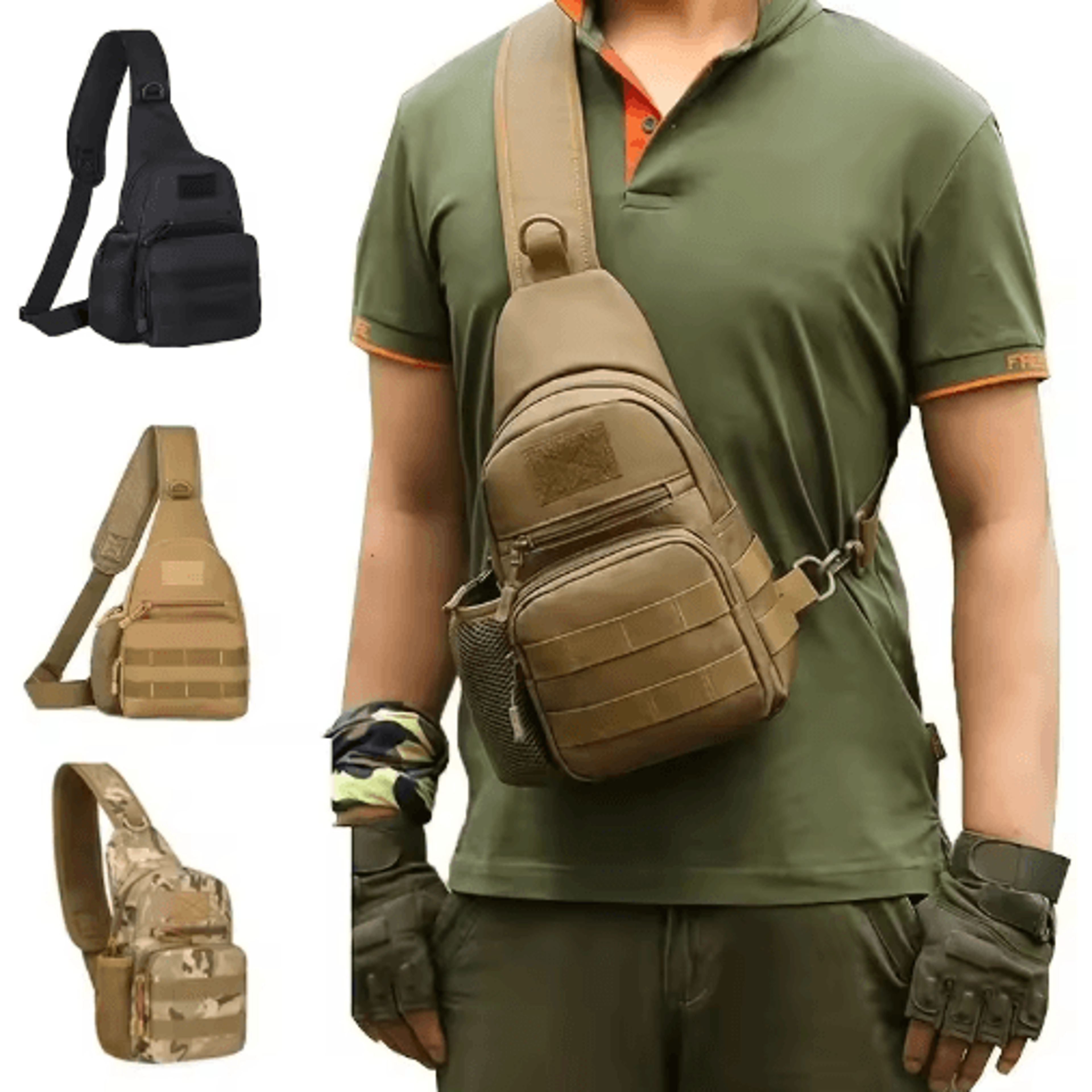 Tactical MOLLE Sling Bag  Nylon Outdoor Chest Pack For Hiking  Travel 0