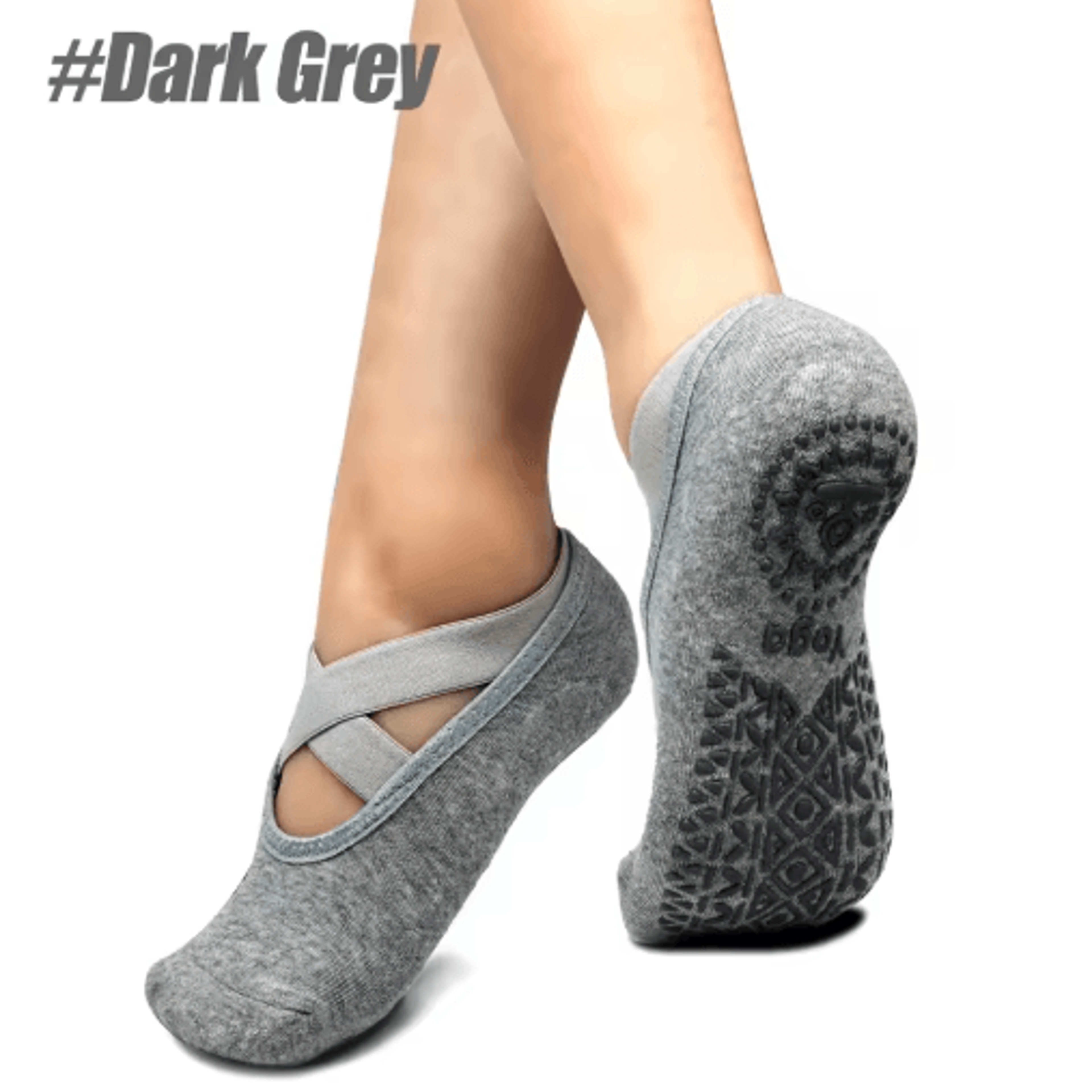 Womens NonSlip Yoga Grip Socks  Ballet  Pilates Socks With Secure Straps 2