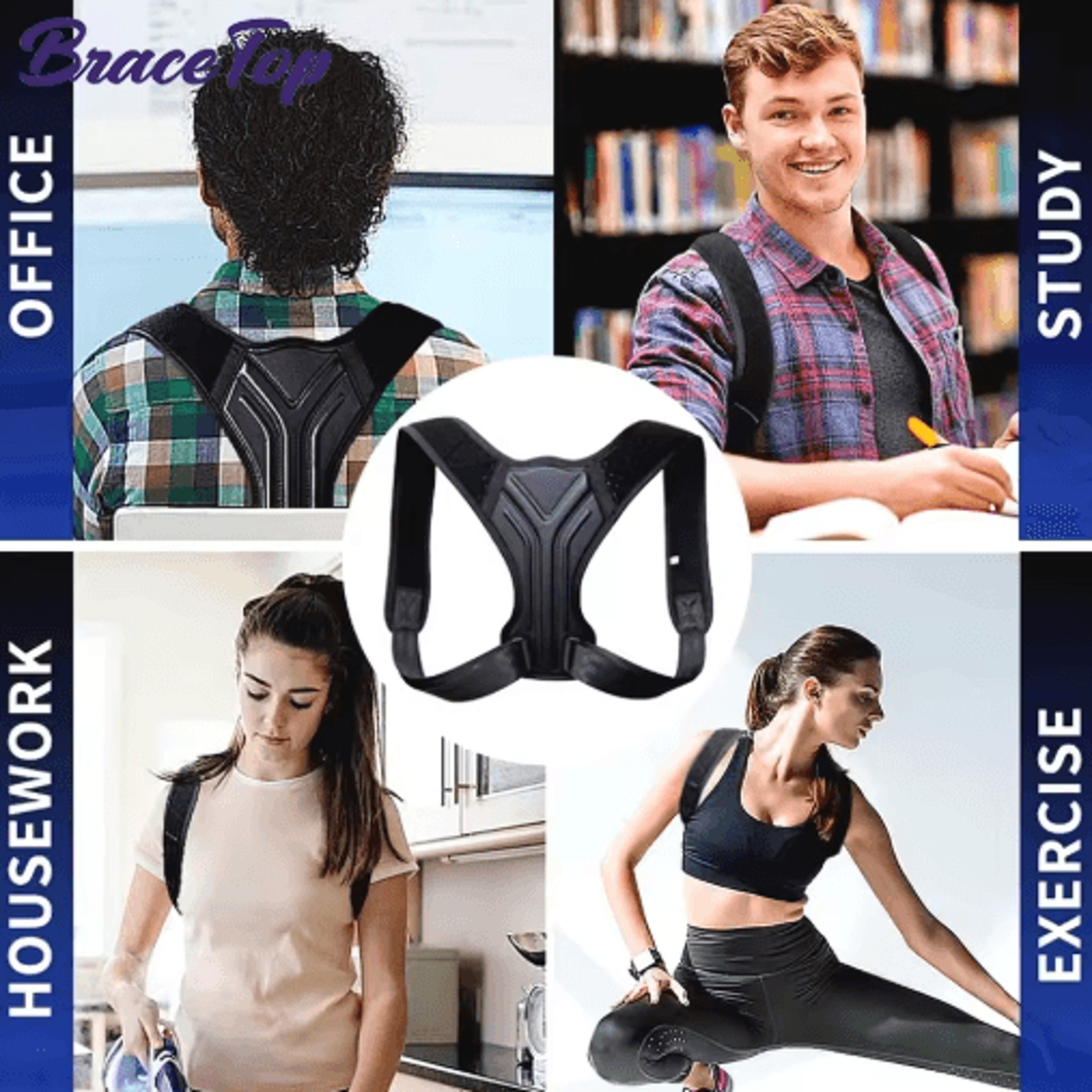 Adjustable Back Posture Support Brace  Ergonomic Clavicle  Upper Back Training Belt 2