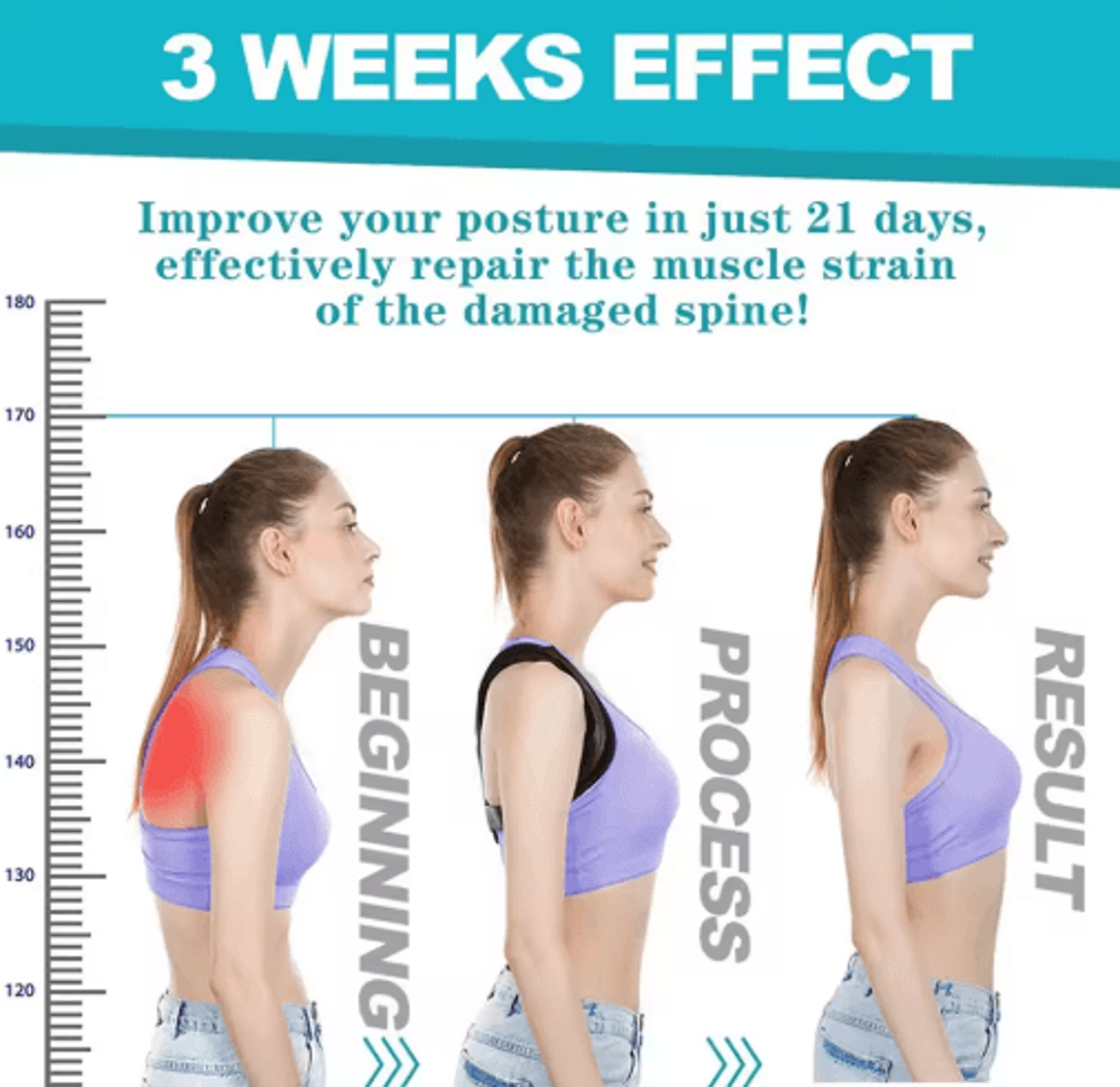 Adjustable Back Posture Support Brace  Ergonomic Clavicle  Upper Back Training Belt 4