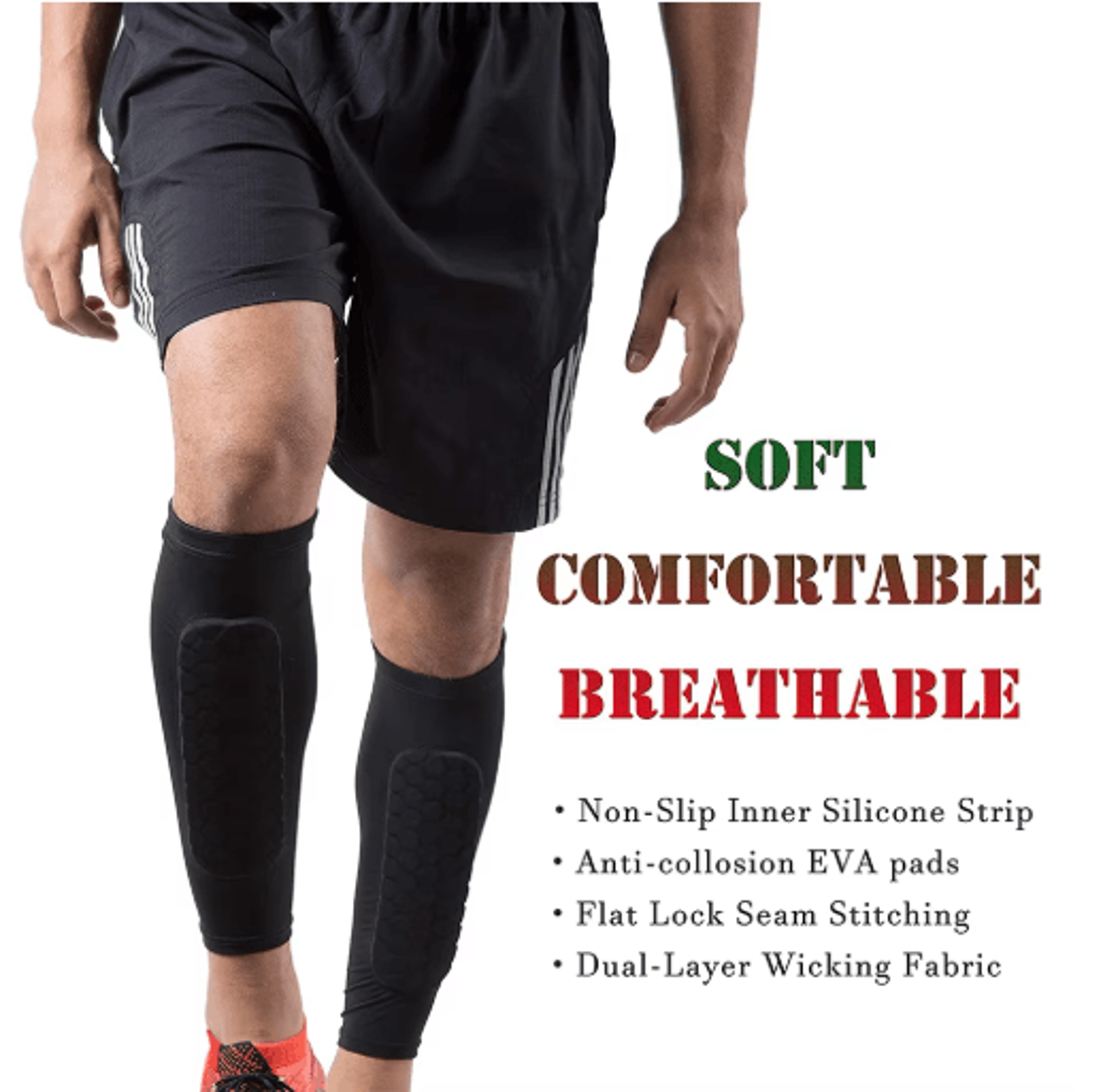 Soccer Shin Guard Compression Sleeve With Honeycomb Padding  Protective Leg Sleeve For Kids Youth   8