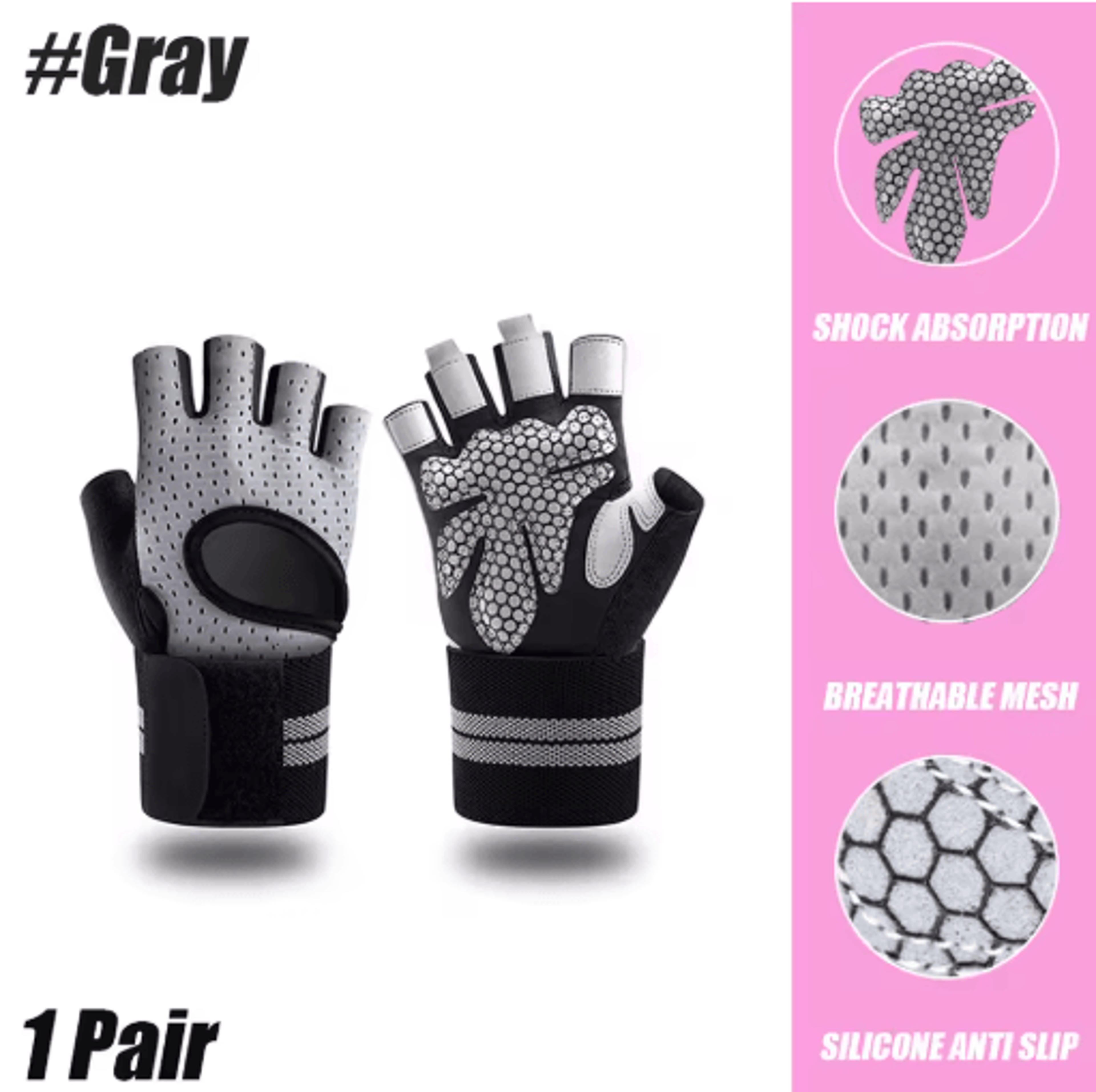 Weightlifting Gloves With Wrist Support  Breathable Workout Gloves For Gym CrossFit  Strength Train 3