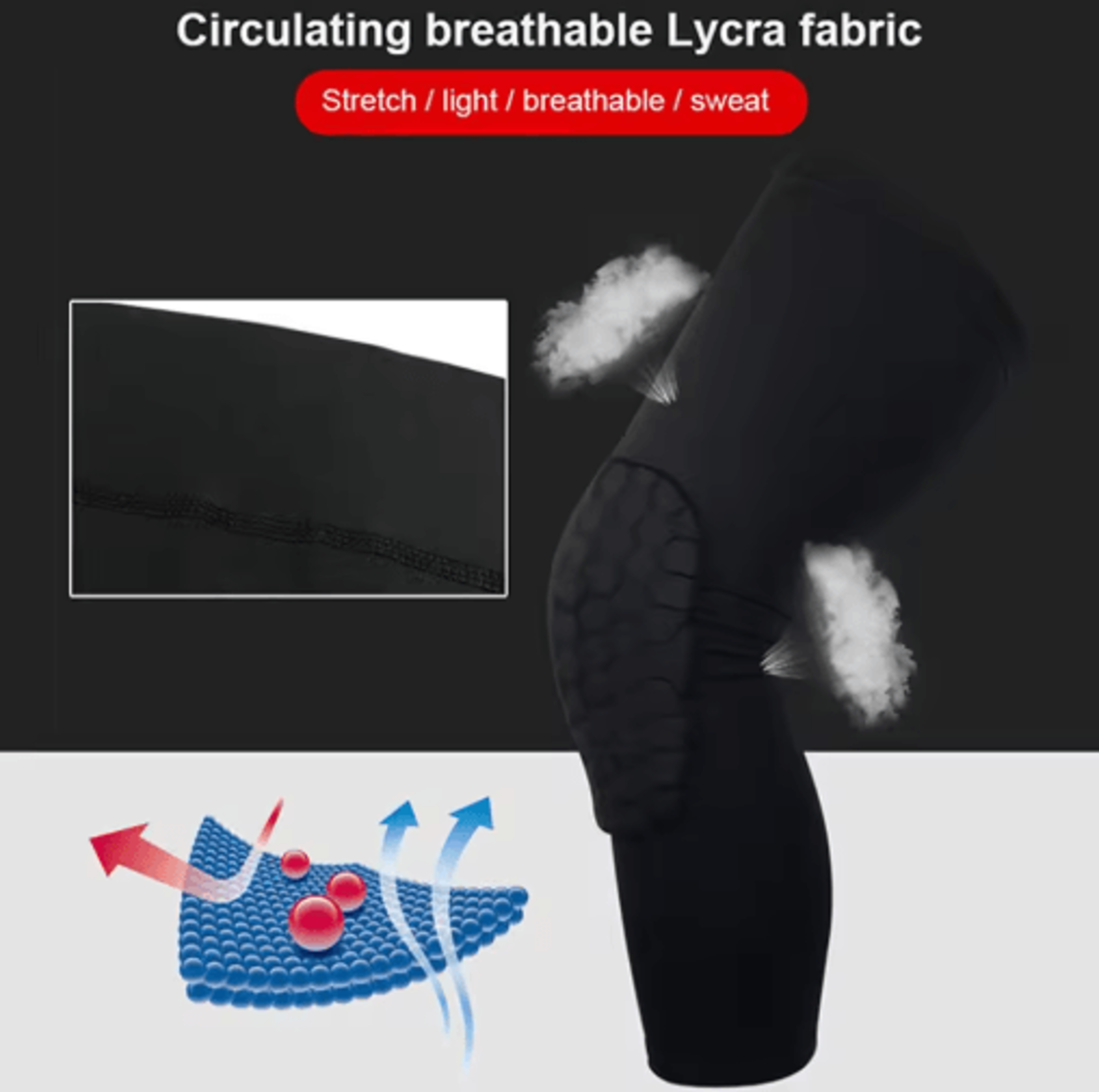 Long Compression Knee Sleeve  Breathable Leg Support For Basketball Football Running  Cycling 6