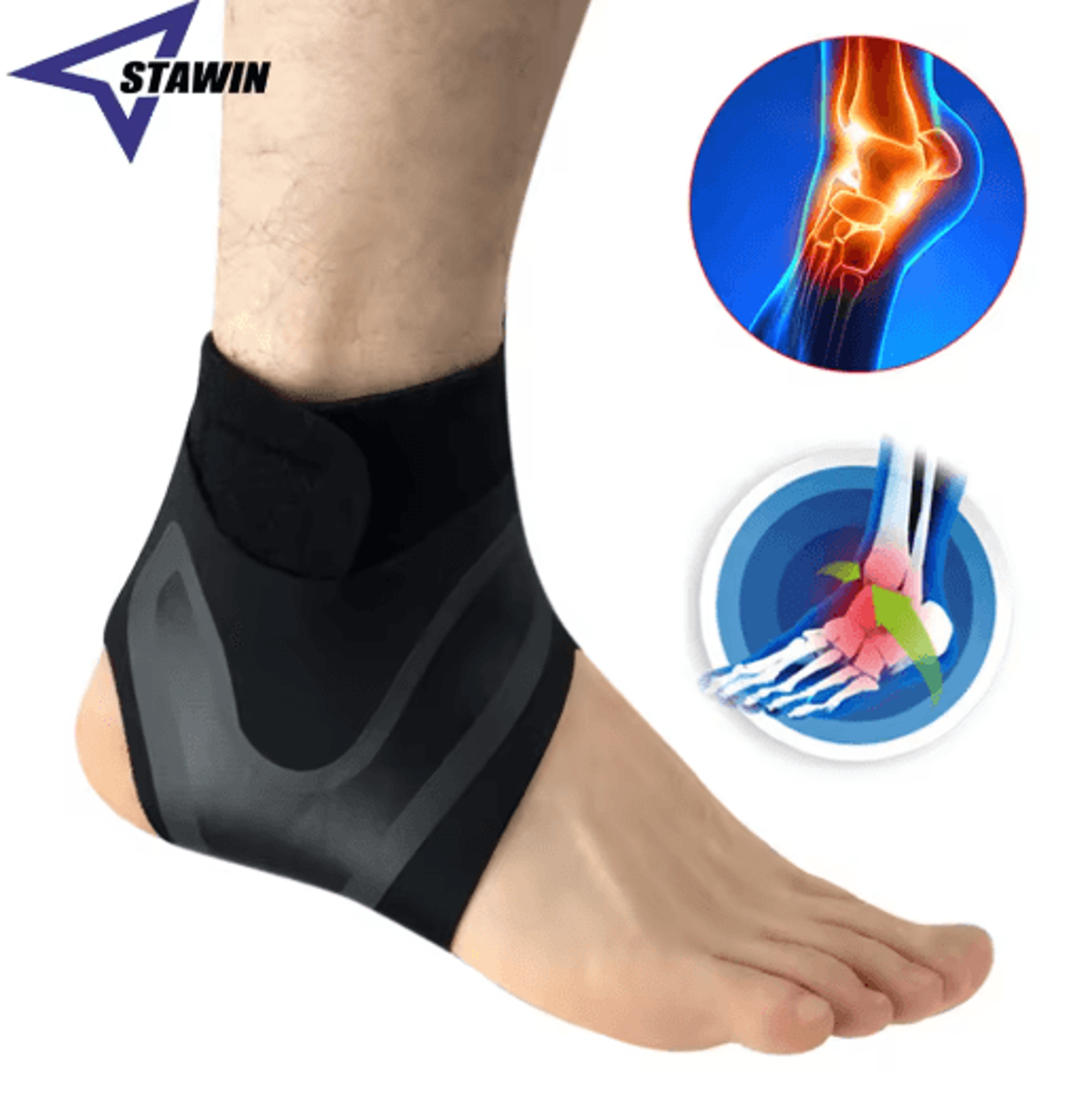 adjustable sports ankle stabilizer brace – compression foot support wrap for running & basketball