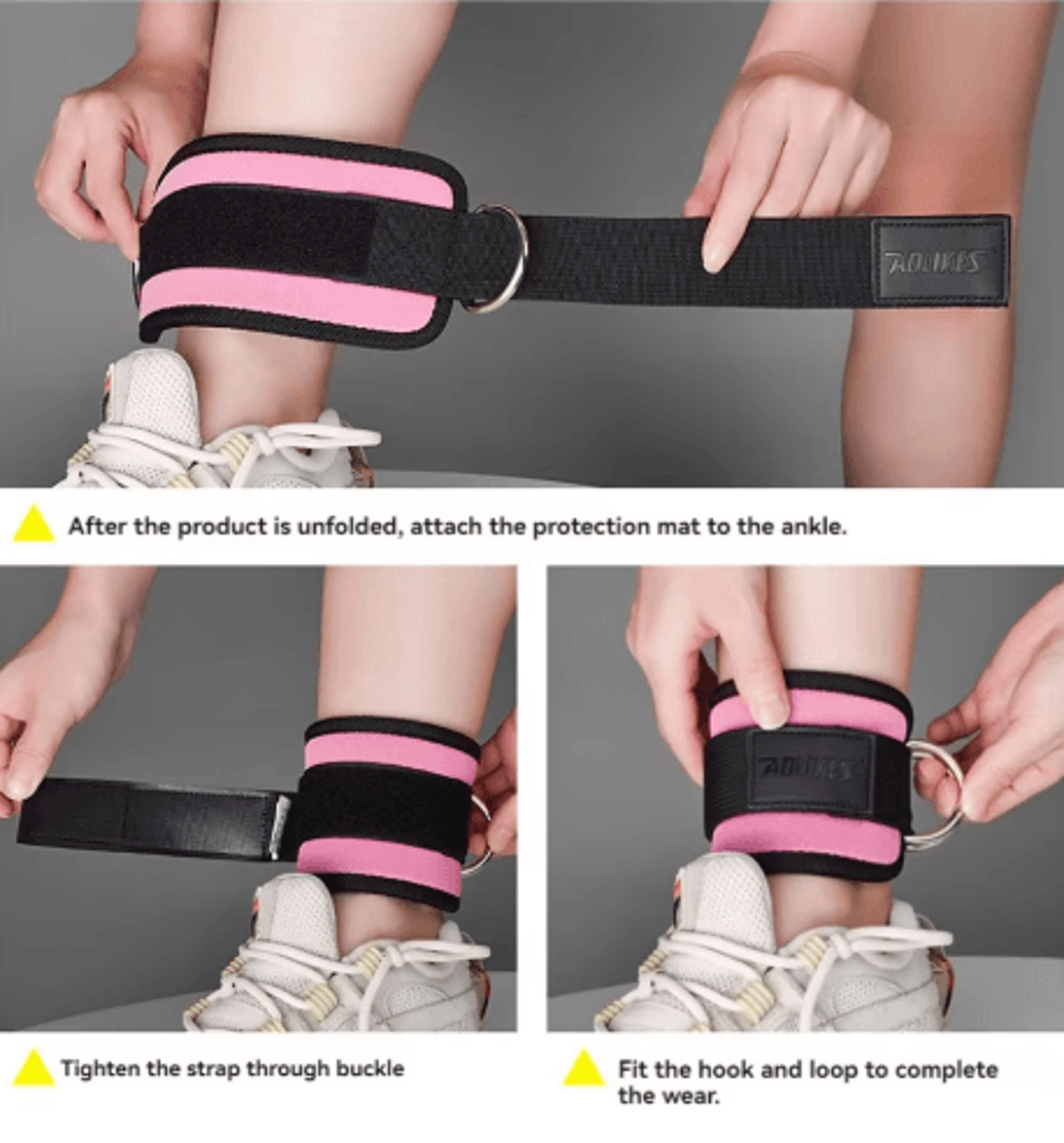 AOLIKES Adjustable Ankle Wrist Cuffs For Cable Machine Glute Kickbacks  Leg Workouts 11