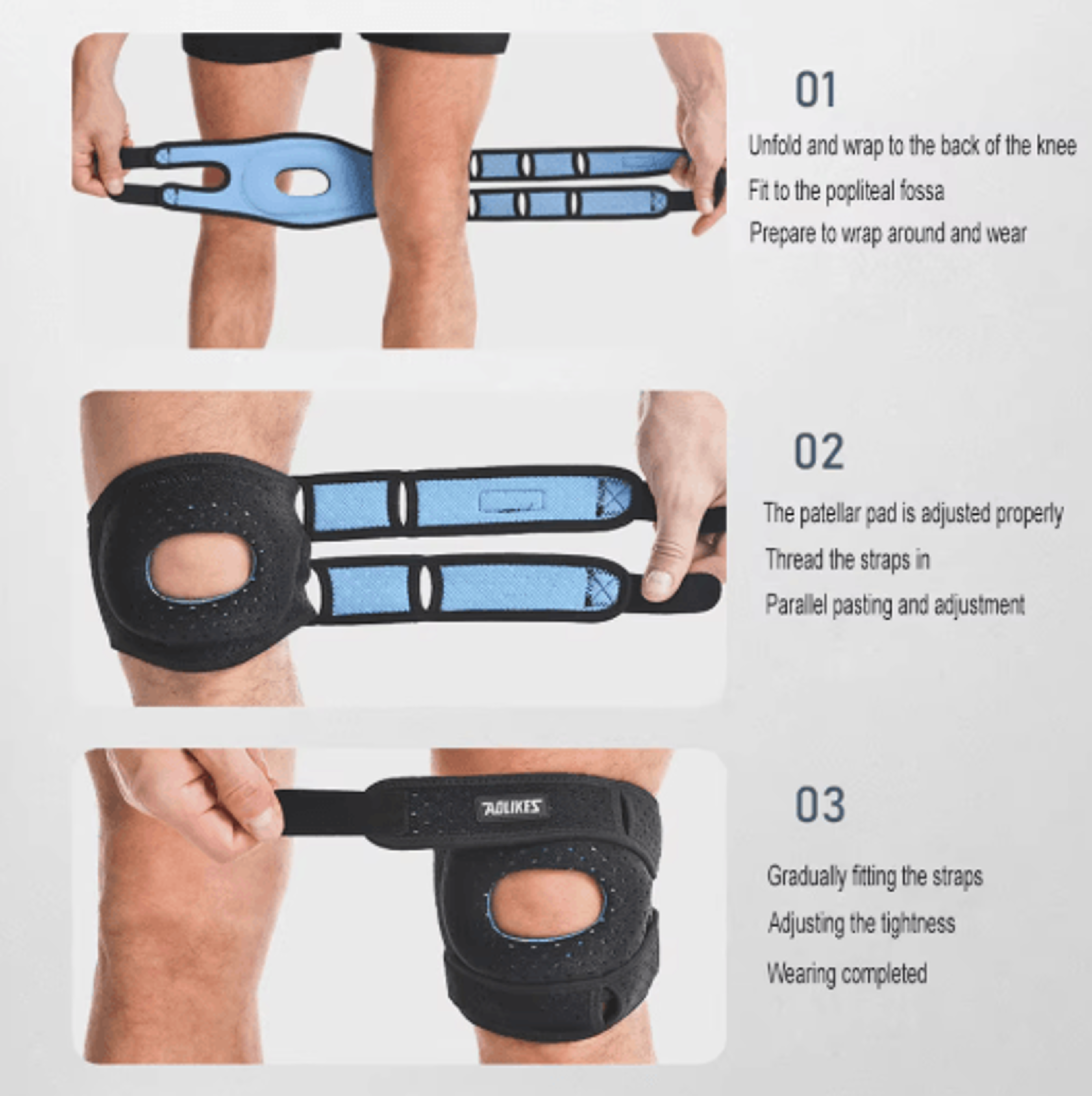 AOLIKES Patella Knee Brace With Gel Pad  Adjustable Patellar Tendon Strap For Knee Support  Joint S 5