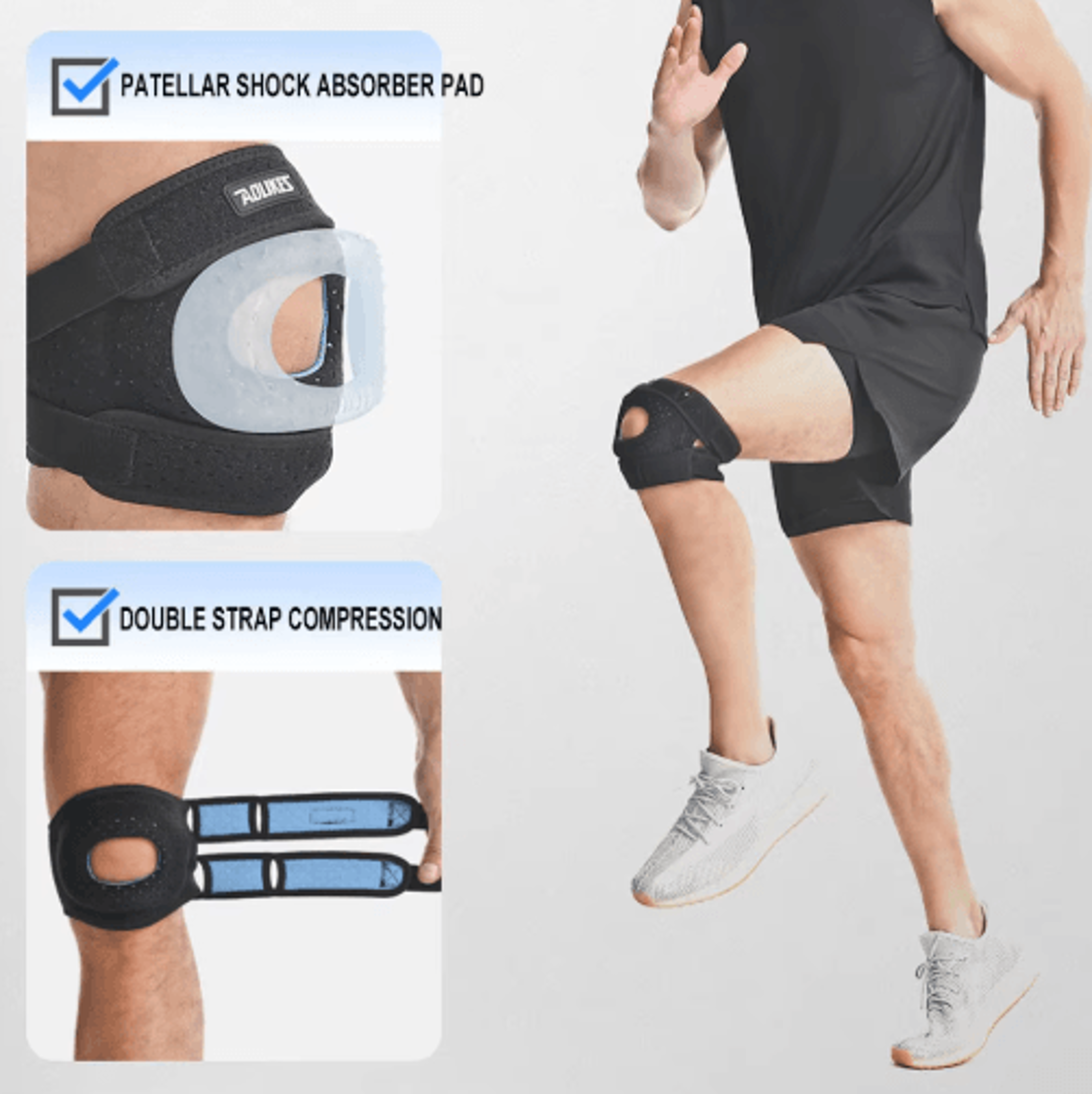 AOLIKES Patella Knee Brace With Gel Pad  Adjustable Patellar Tendon Strap For Knee Support  Joint S 6
