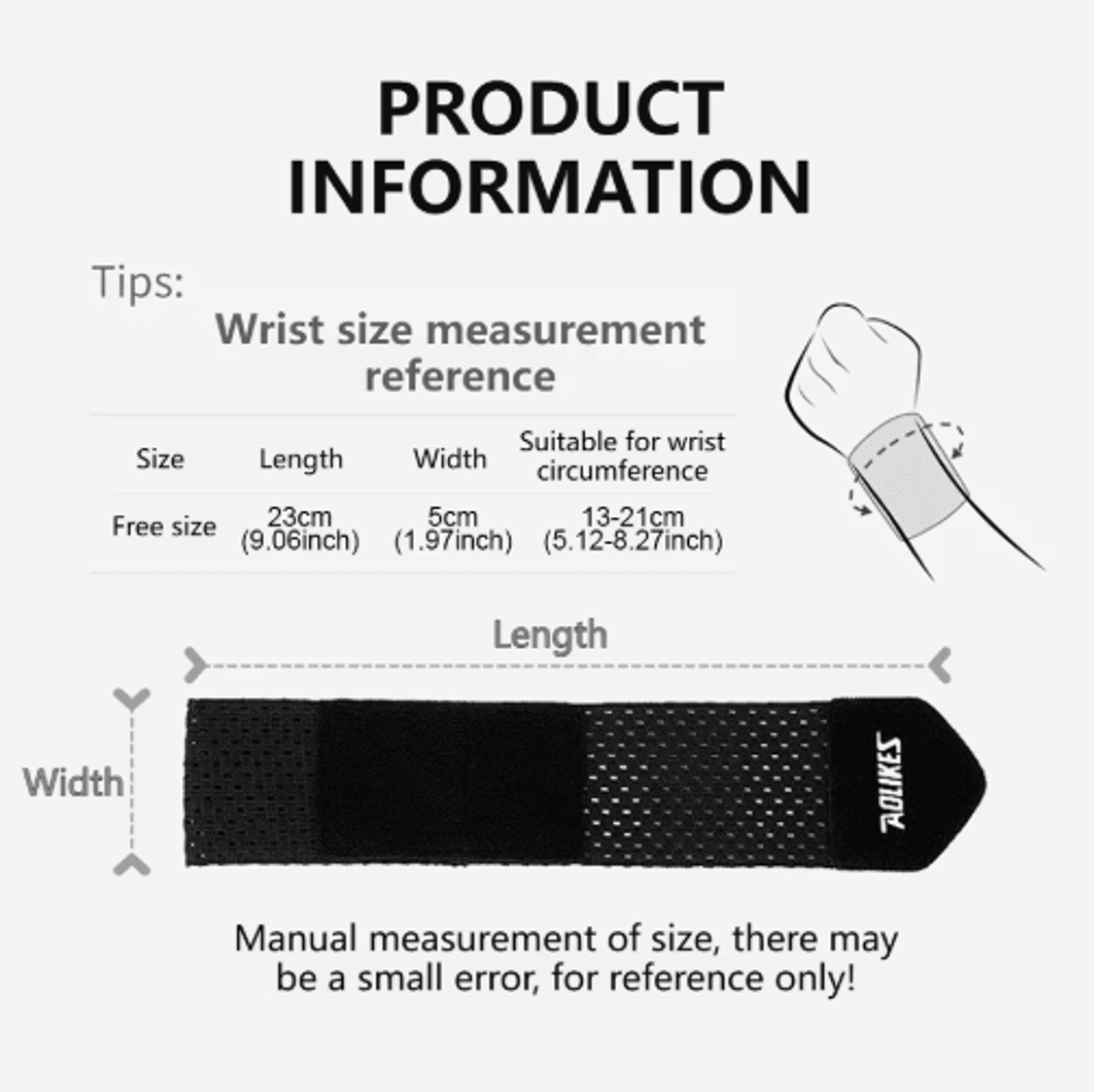 AOLIKES Wrist Support Wrap  Breathable Compression Wrist Brace For Gym Weightlifting  Sports 9