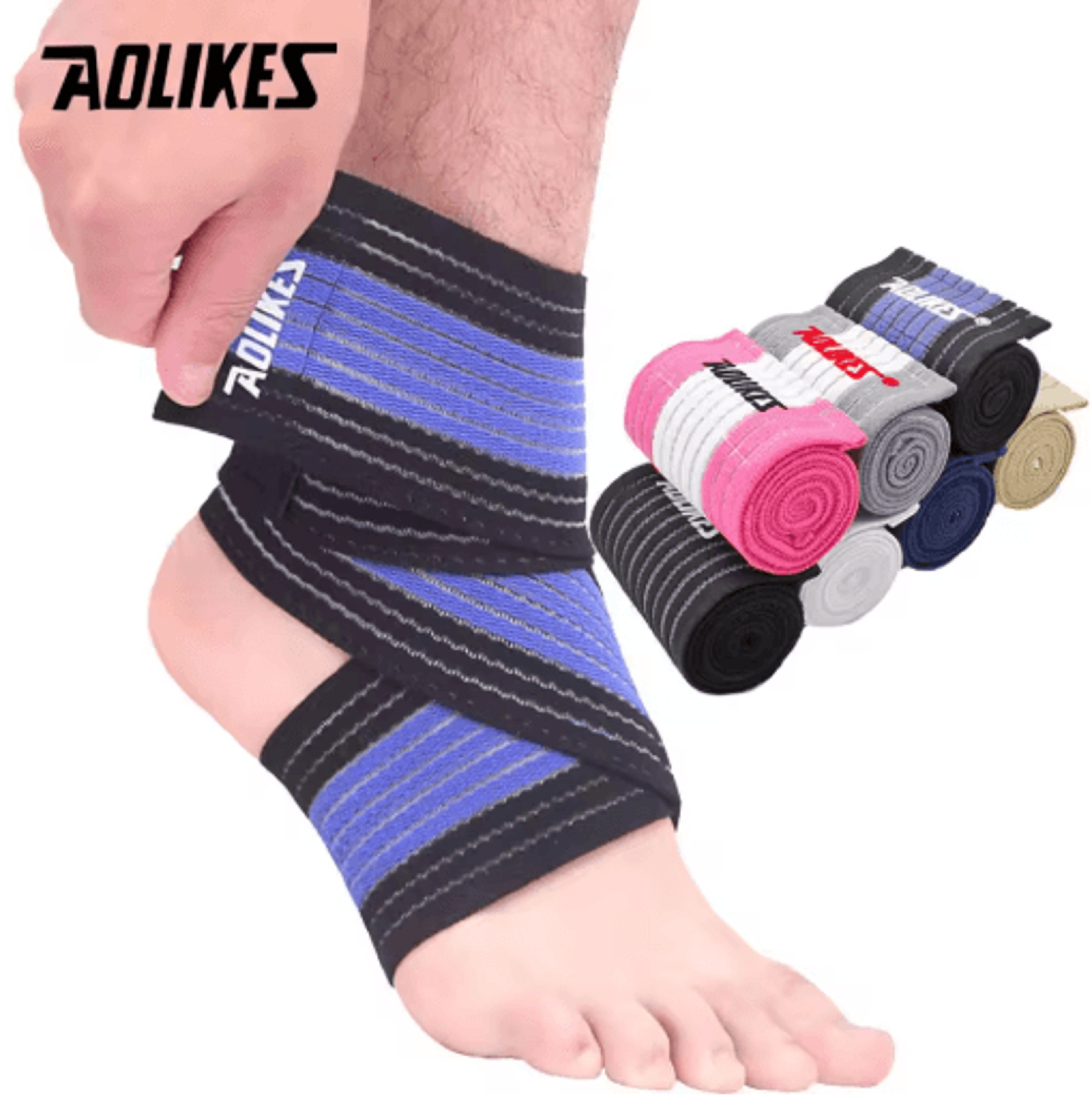 AOLIKES Elastic Ankle Support Wrap  Adjustable Ankle Compression Bandage For Sports Gym  Everyday P 0