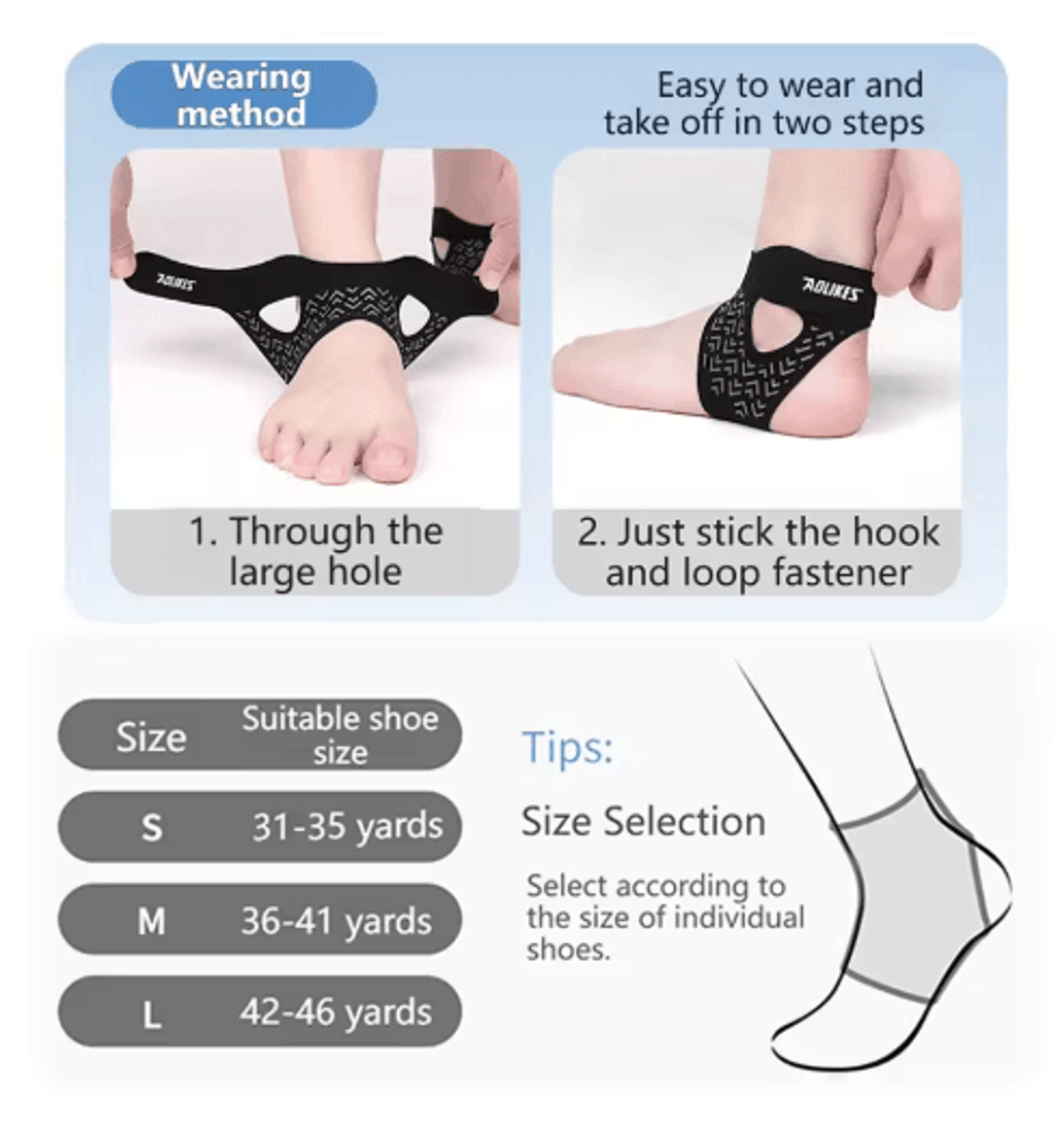 AOLIKES UltraThin Ankle Brace  Compression Ankle Support With BiDirectional Straps For Stability  S 7