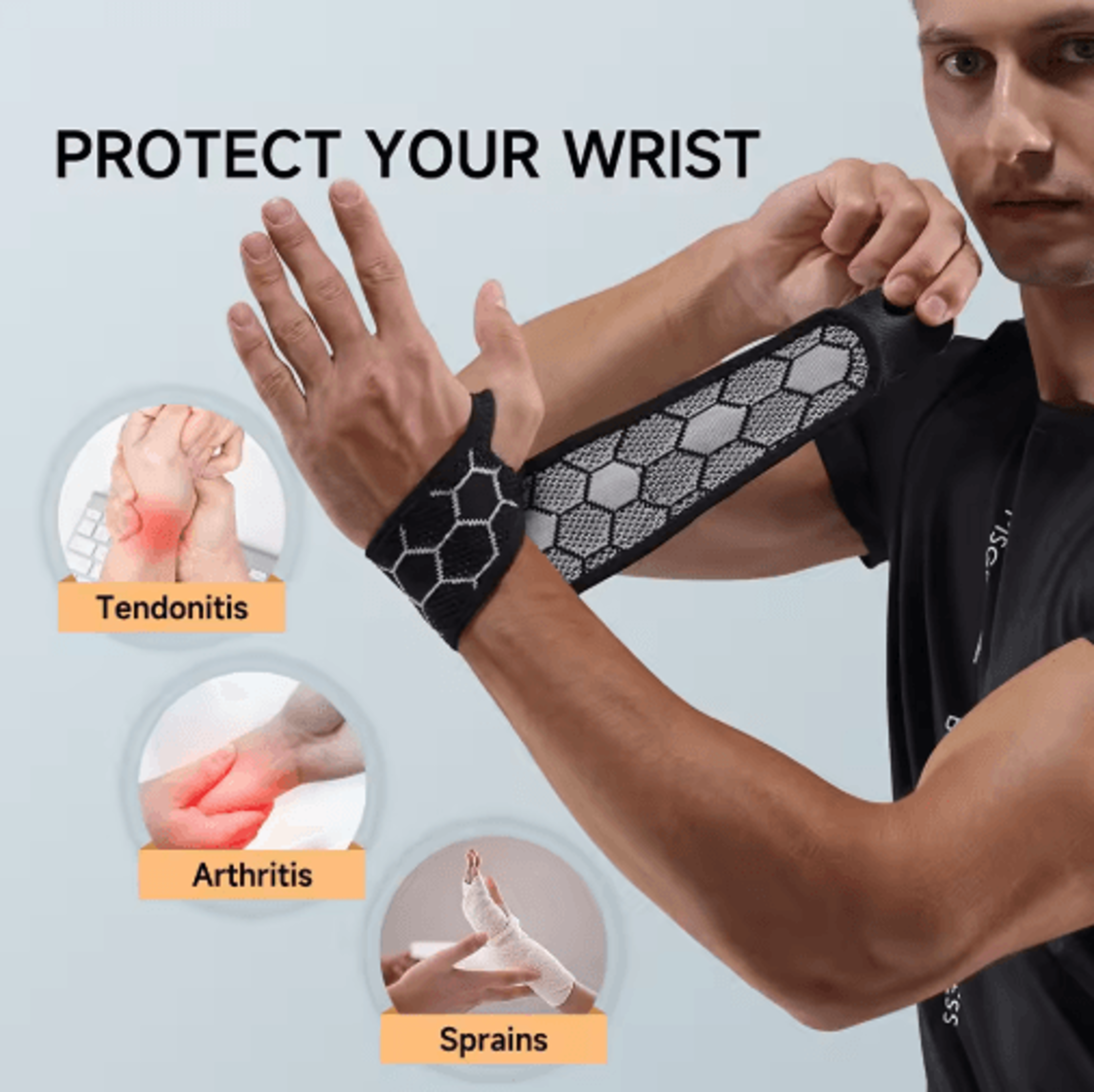 AOLIKES Compression Wrist Brace  Adjustable Wrist Support For Right  Left Hand Lightweight Wrist Gu 10