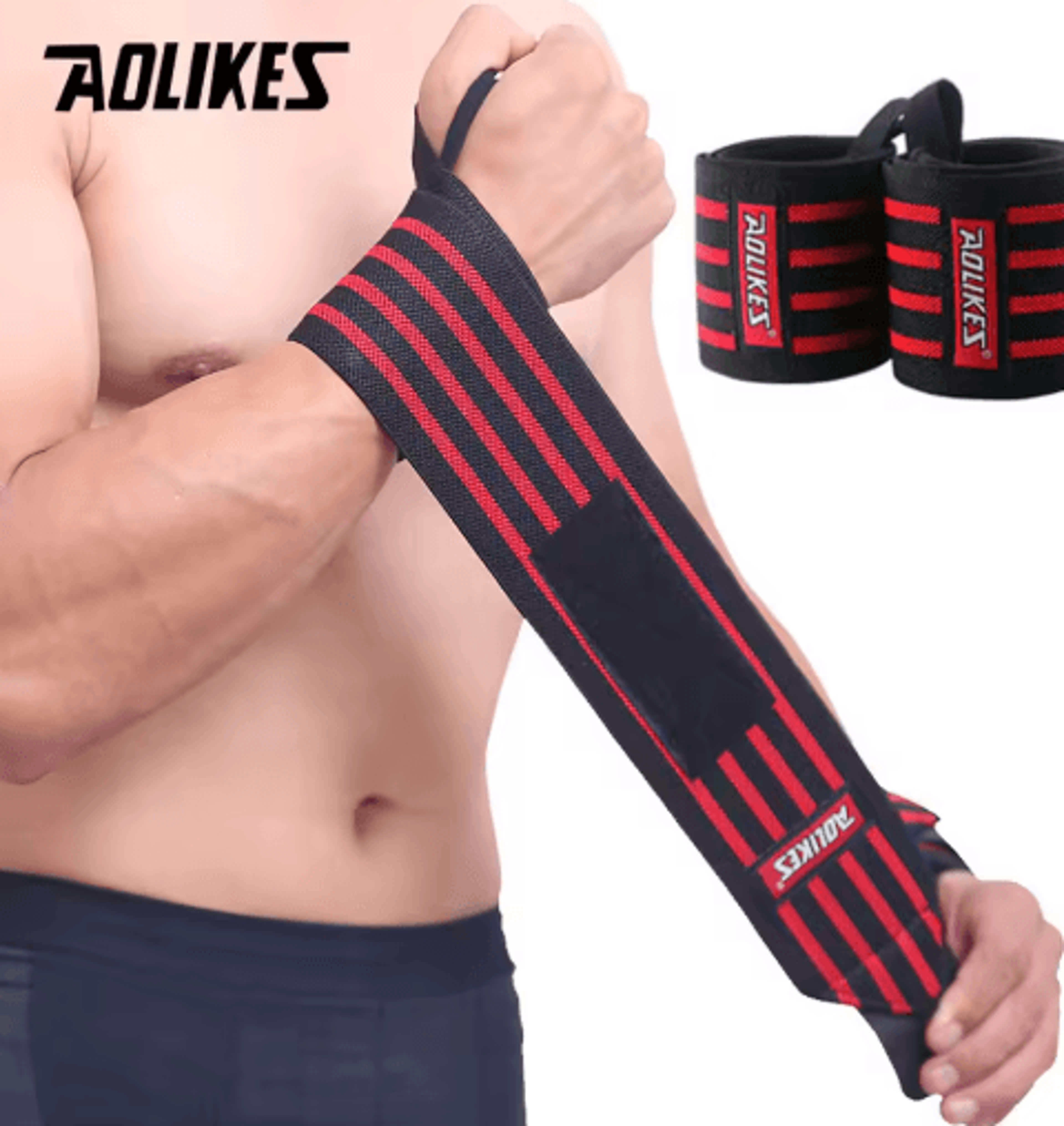 AOLIKES Weightlifting Wrist Wraps  Professional Wrist Support With HeavyDuty Thumb Loop For Strengt 3