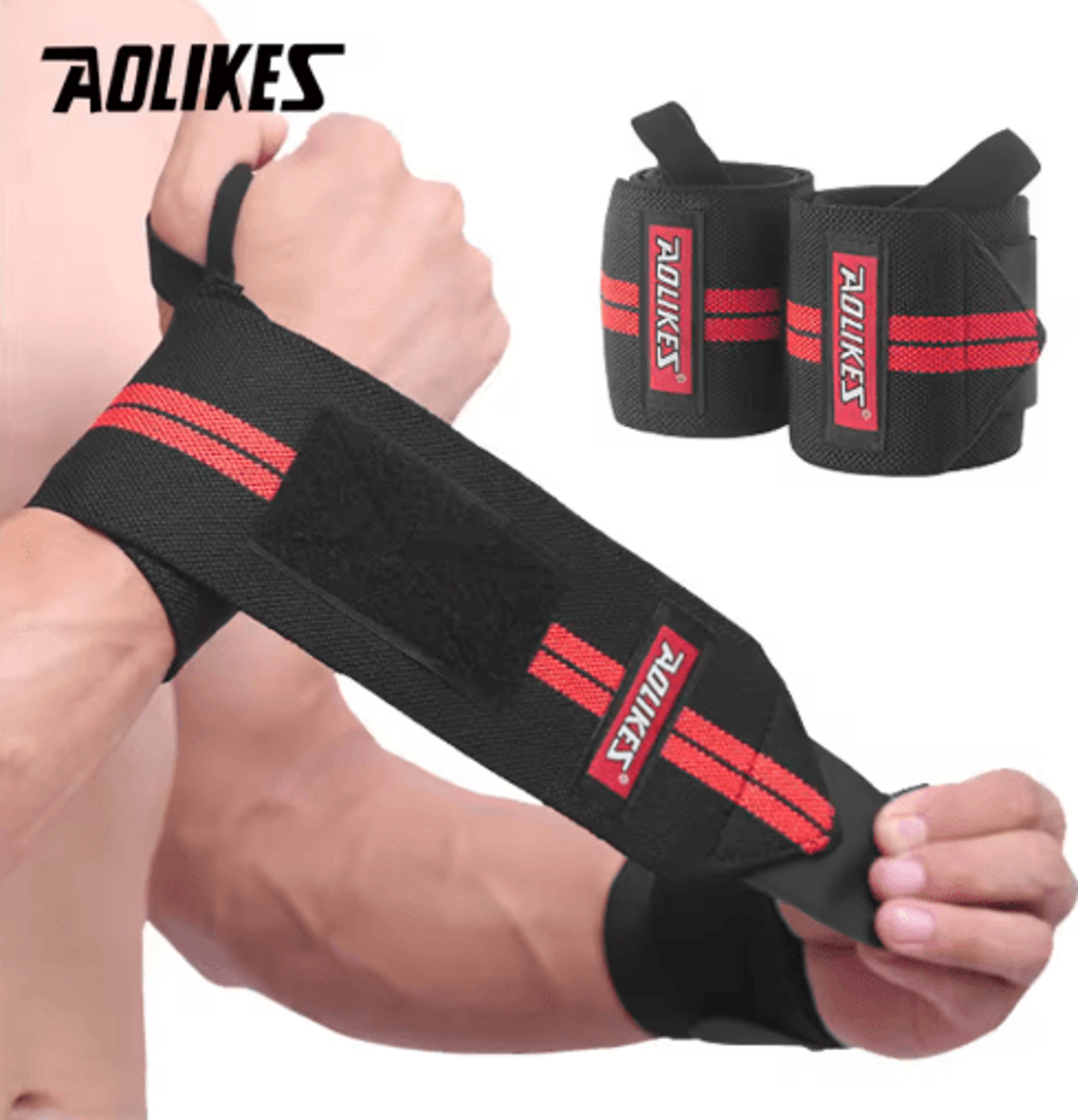 AOLIKES Weightlifting Wrist Wraps  Professional Wrist Support With HeavyDuty Thumb Loop For Strengt 5