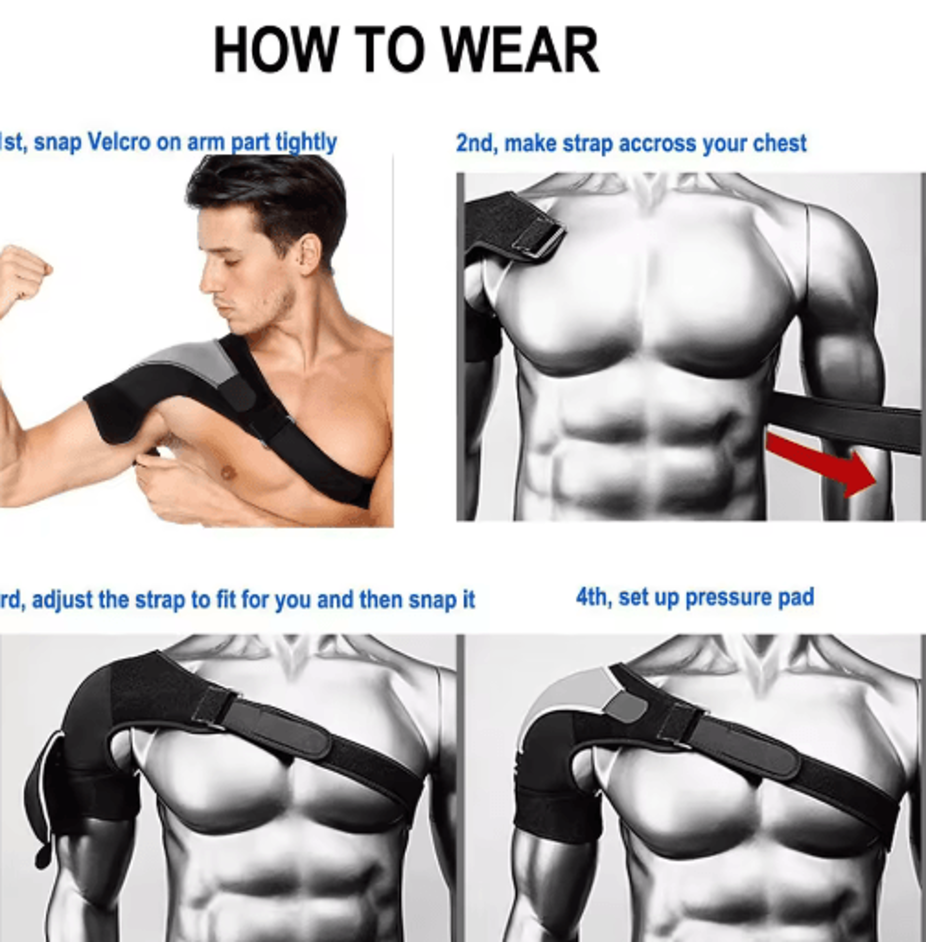 AOLIKES Shoulder Stability Brace  Adjustable Shoulder Support With Pressure Pad For Sports  Everyda 5