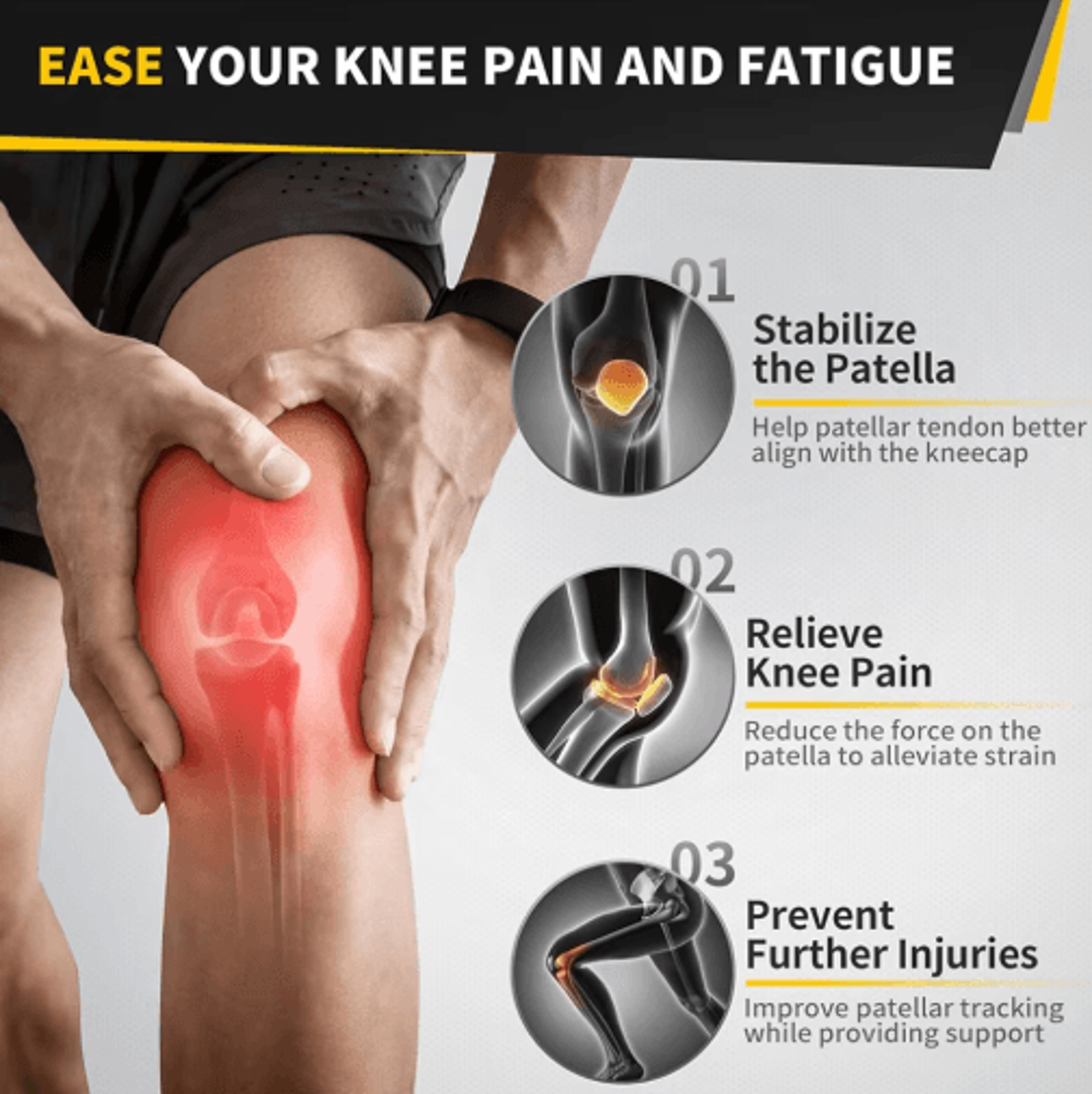 Adjustable Patella Knee Strap With Dial Knob  Knee Support Brace For Jumpers Knee Tendonitis  Arthr 4