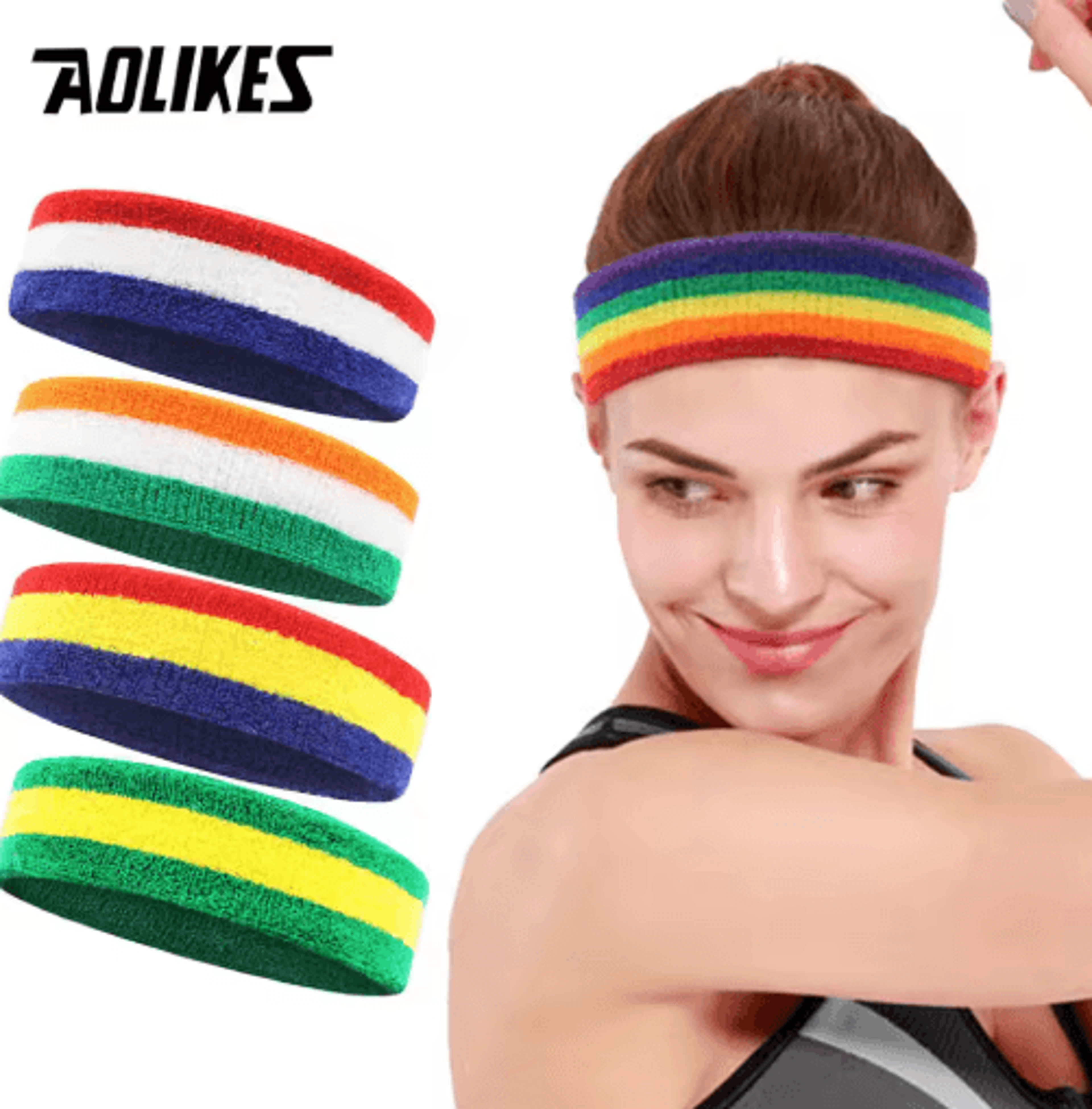 aolikes 3pcs cotton sports sweatbands – moisture-wicking athletic headbands for running, basketball, tennis & fitness