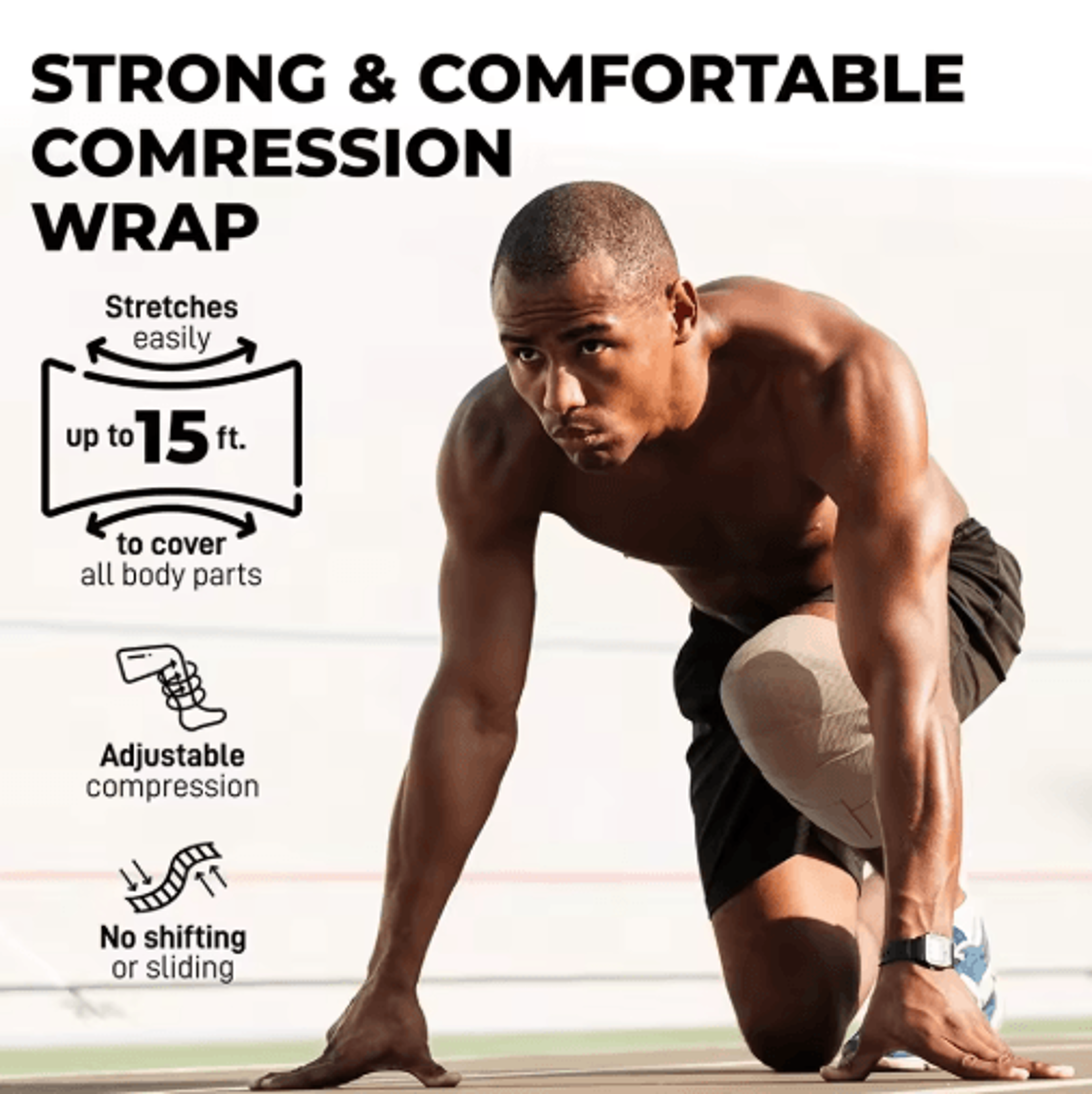 Premium Elastic Compression Bandage Wrap  Adjustable Support Bandage For Wrist Ankle Knee  Foot 8