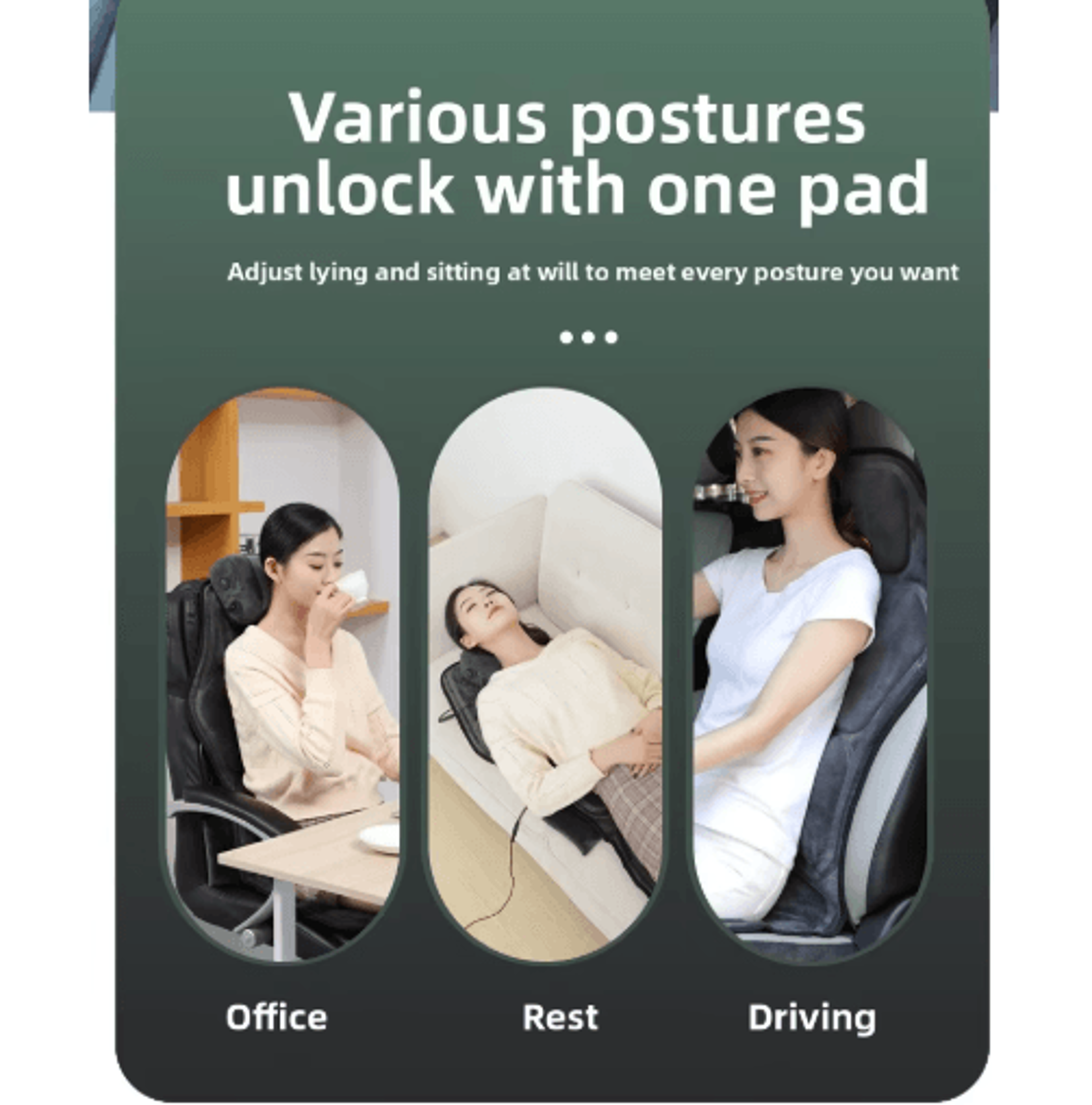 Heated Car Massage Seat Cushion  Vibrating Back  Lumbar Airbag Massage Chair Cushion 4
