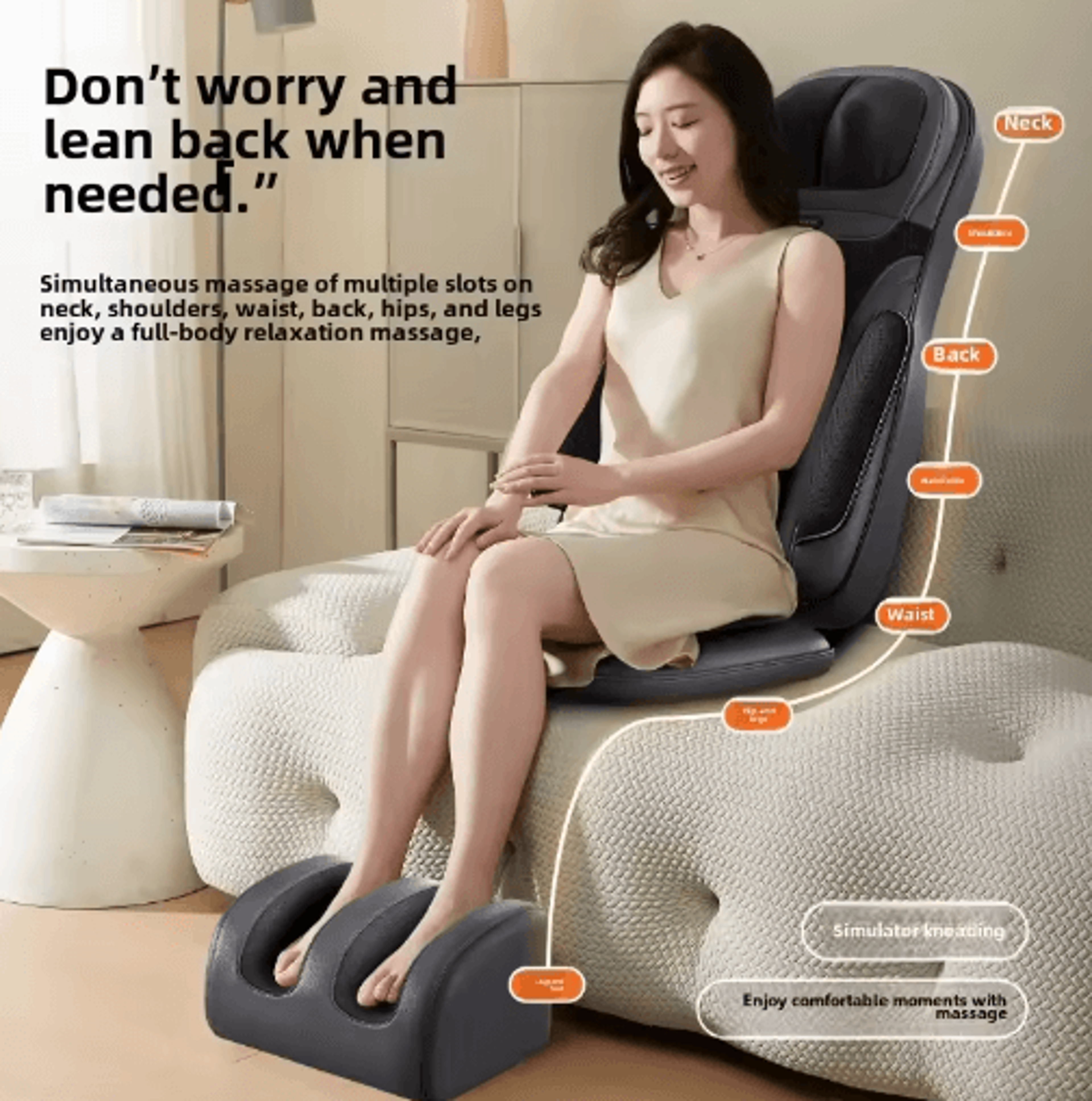 Multifunctional Full Body Massage Chair Cushion With Heat Neck  Back Shiatsu Massage 5