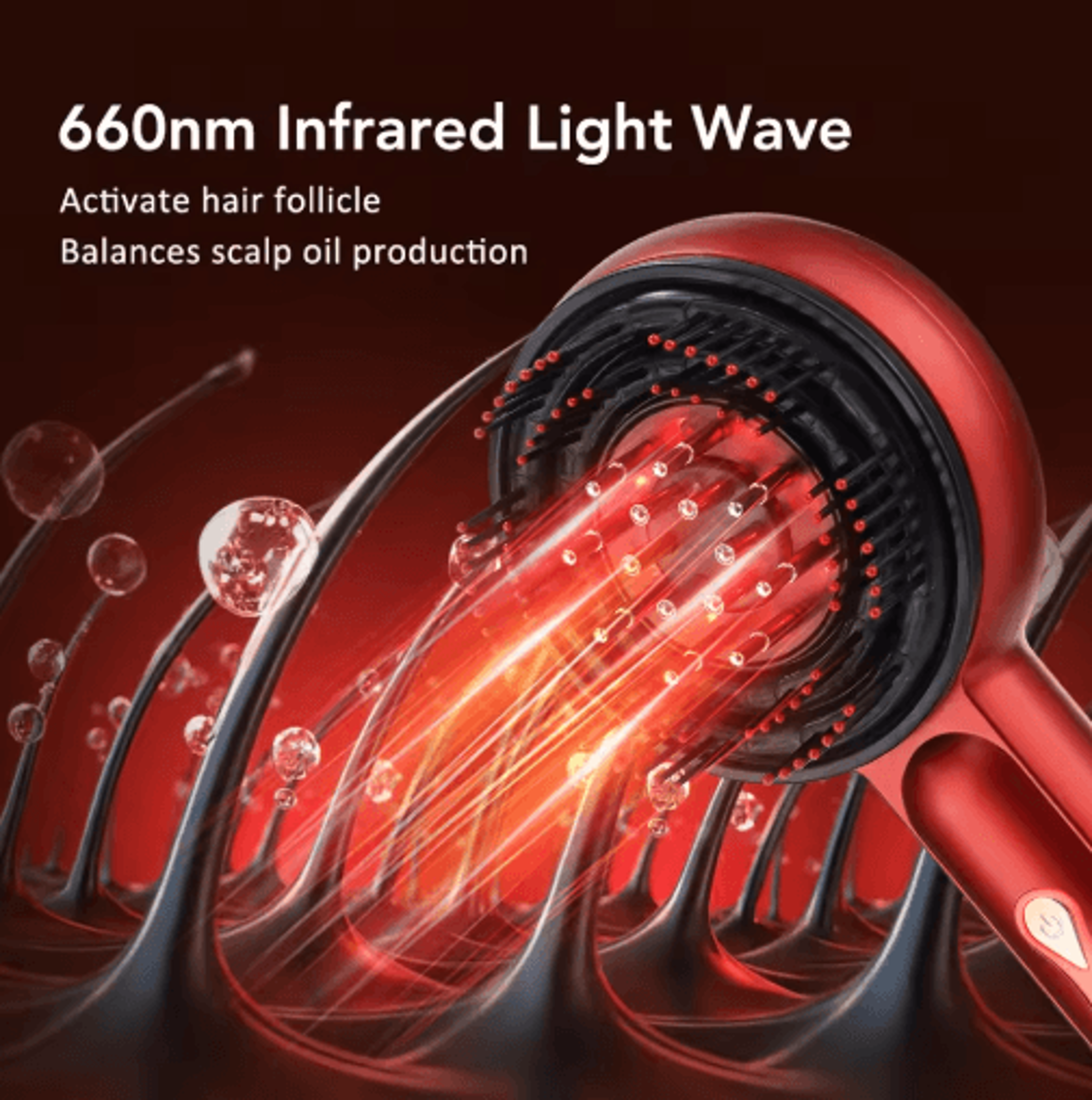 Electric Scalp Massage Comb With 660nm Red Light  Oil Applicator For Hair Care 7