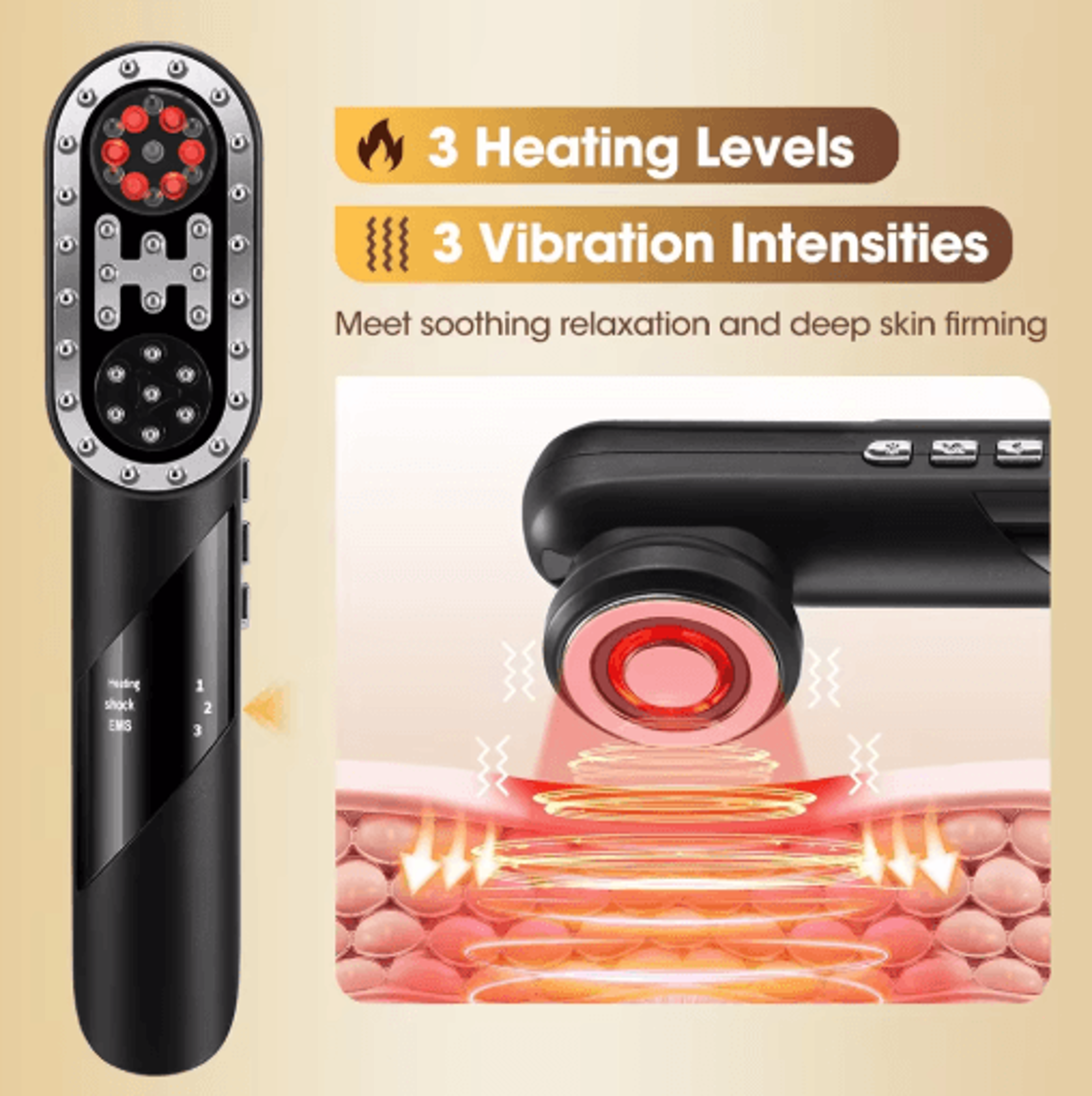 4in1 Electric EMS Scalp Massage Comb With Red Light Therapy For Hair  Facial Care 4