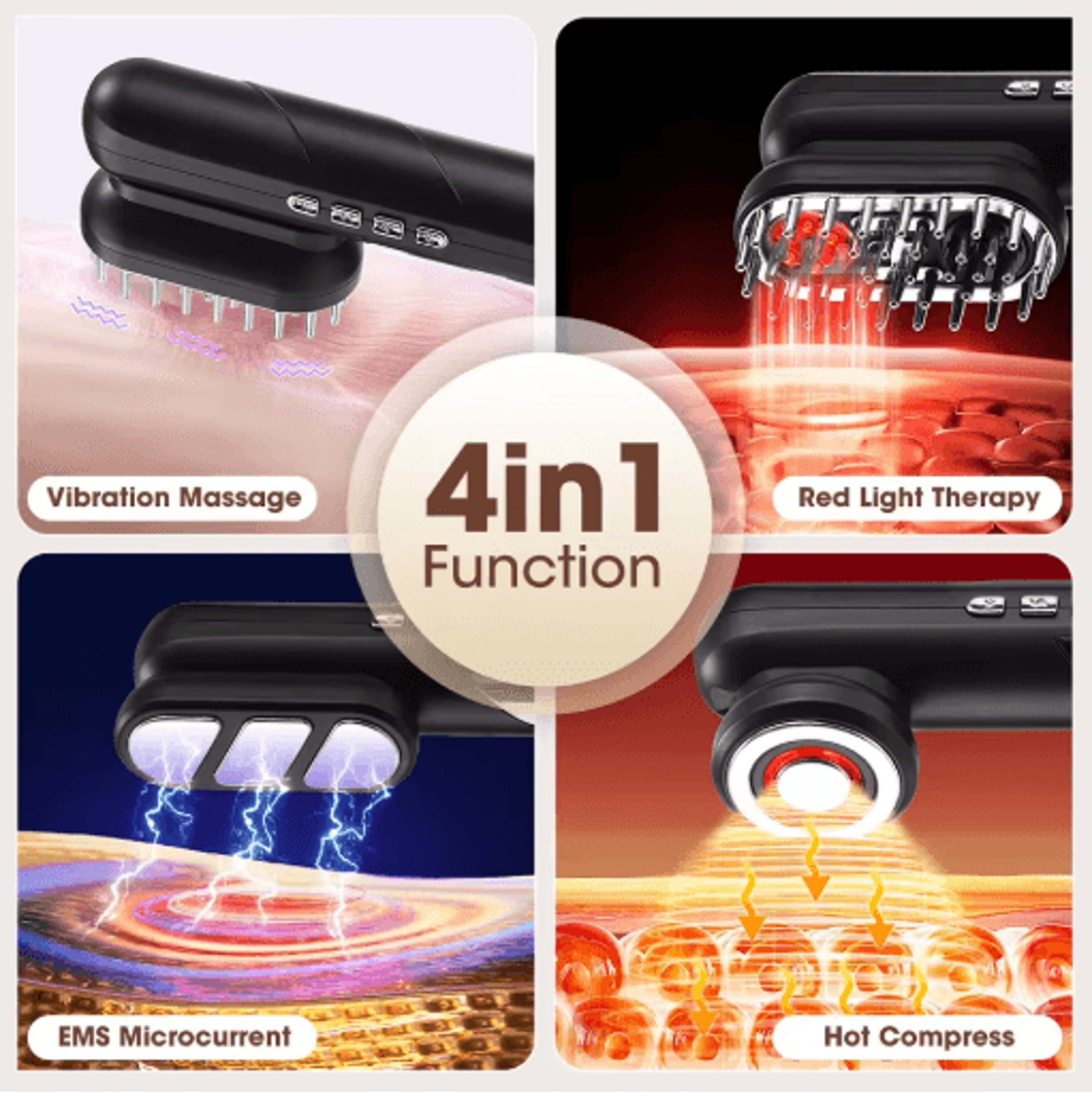 4in1 Electric EMS Scalp Massage Comb With Red Light Therapy For Hair  Facial Care 6