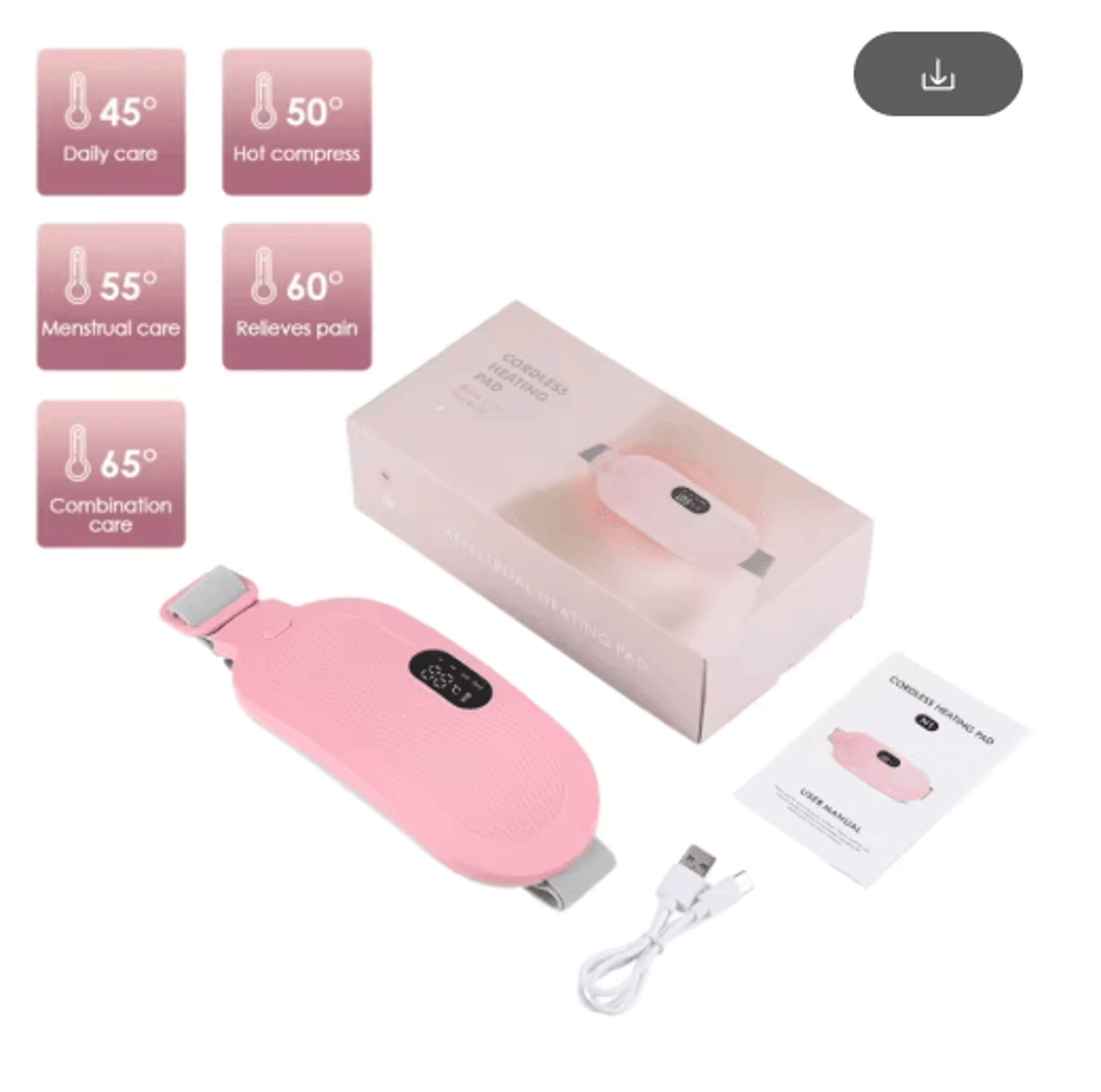 Electric Heating Pad Belt For Menstrual Comfort With Vibration Massage  Adjustable Heat 4