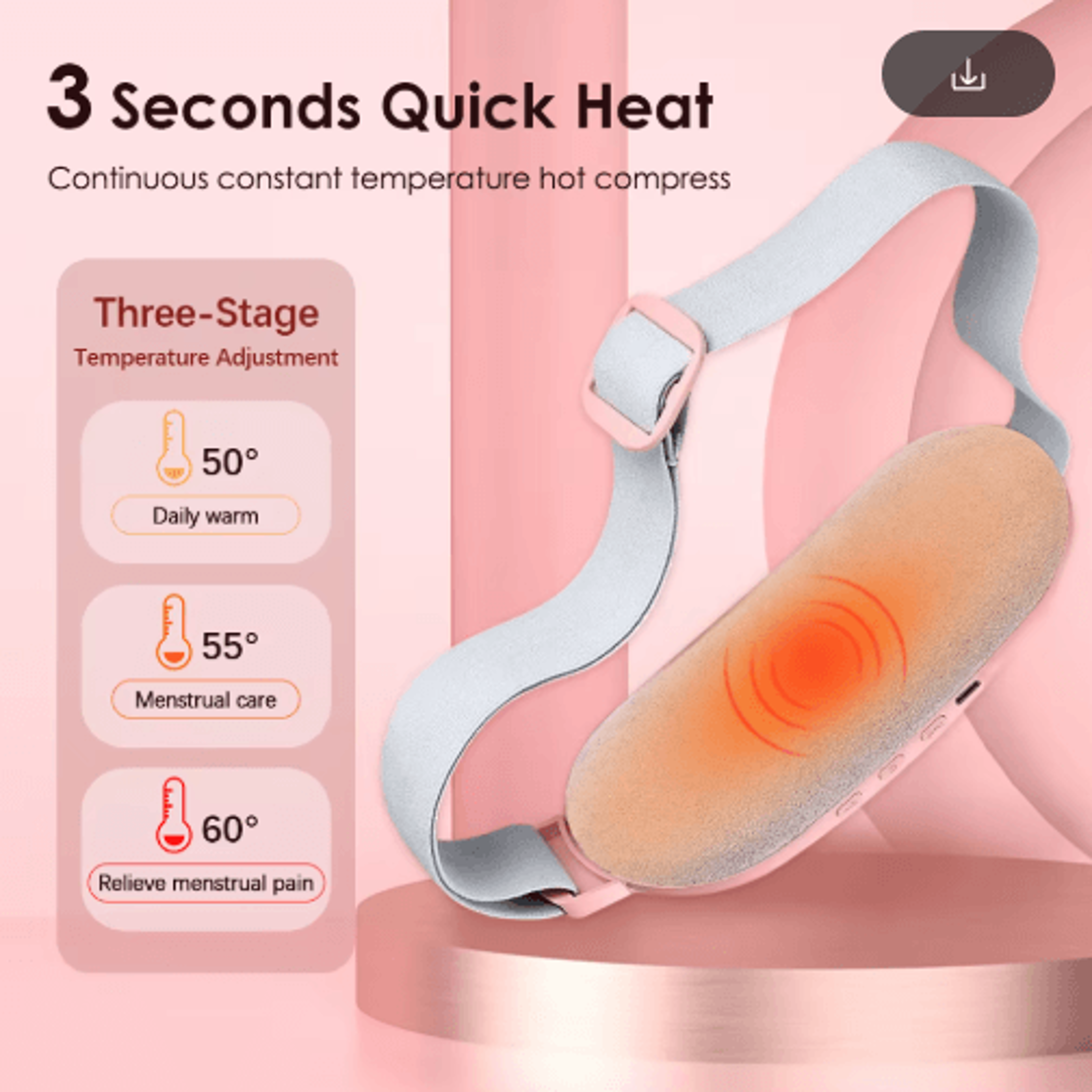 Electric Heating Pad Belt For Menstrual Comfort With Vibration Massage  Adjustable Heat 7